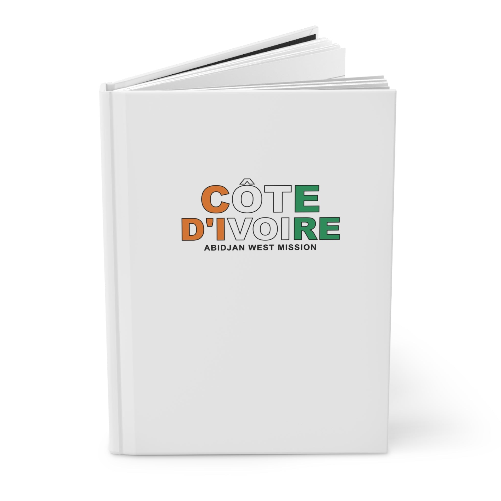 Cote d'Ivoire Abidjan West Mission Flag Title White Hardcover Journal Matte - Latter-Day Saint LDS Missionary Gift - Book of Mormon