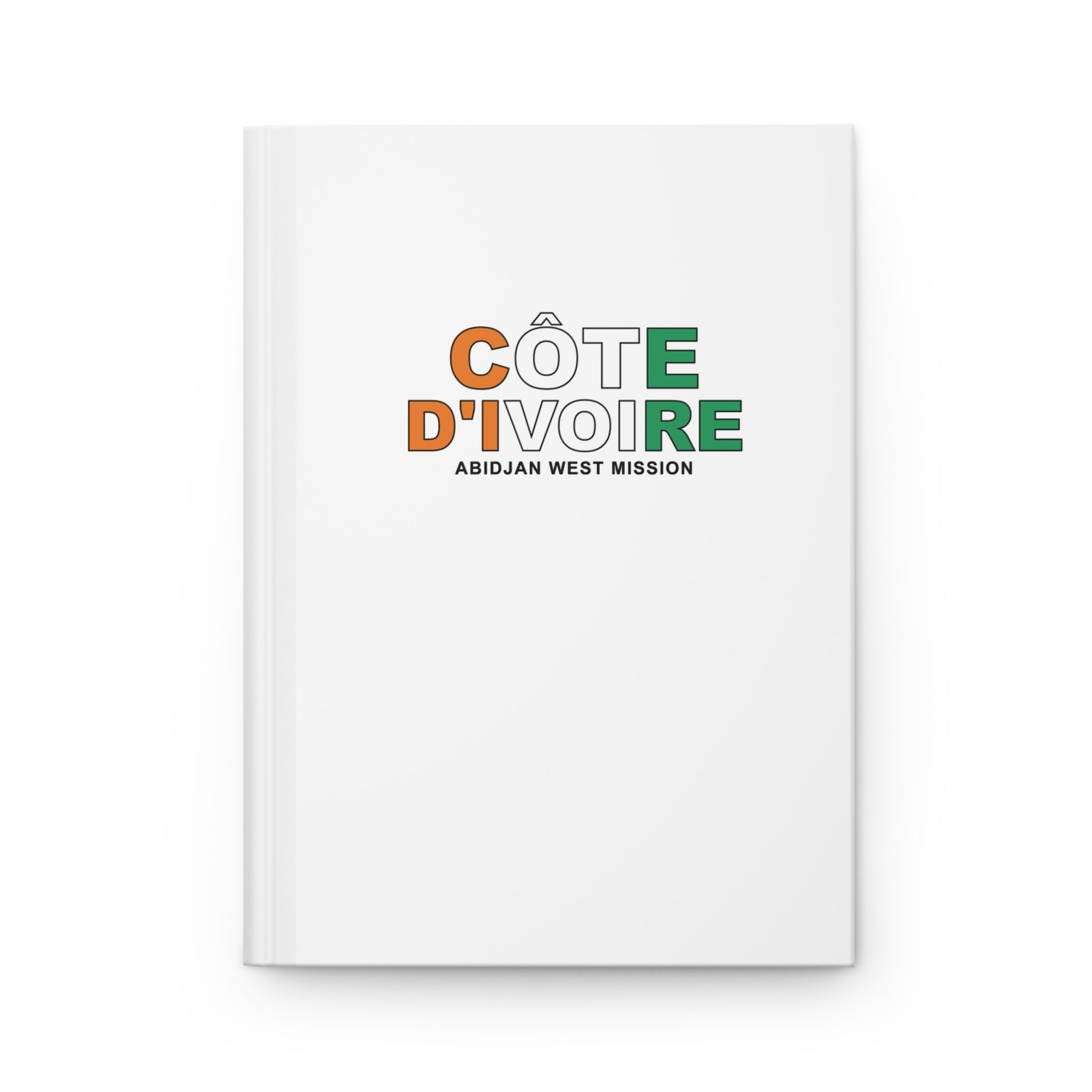 Cote d'Ivoire Abidjan West Mission Flag Title White Hardcover Journal Matte - Latter-Day Saint LDS Missionary Gift - Book of Mormon