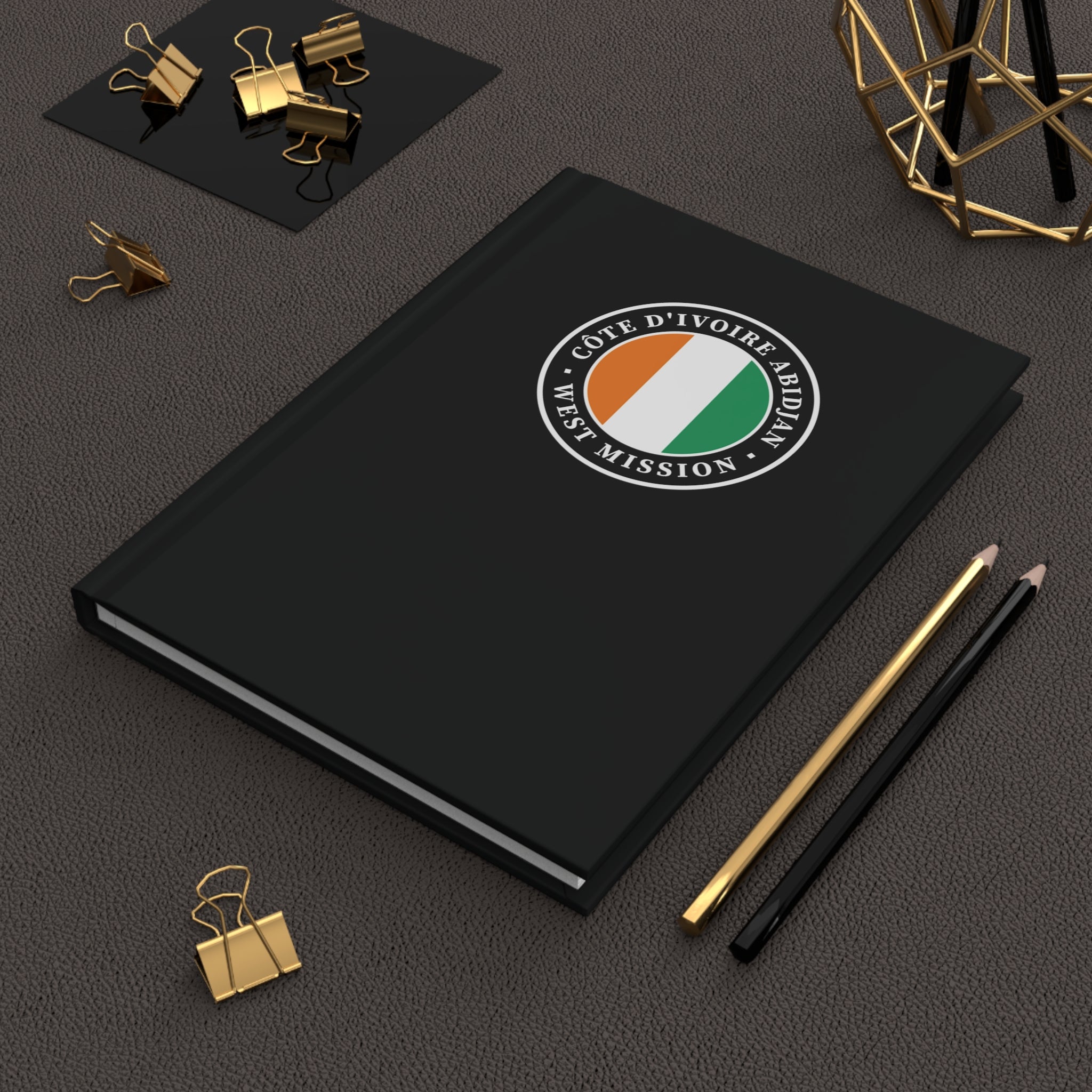 Cote d'Ivoire Abidjan West Mission Logo Design Black Hardcover Journal Matte - Latter-Day Saint LDS Missionary Gift - Book of Mormon