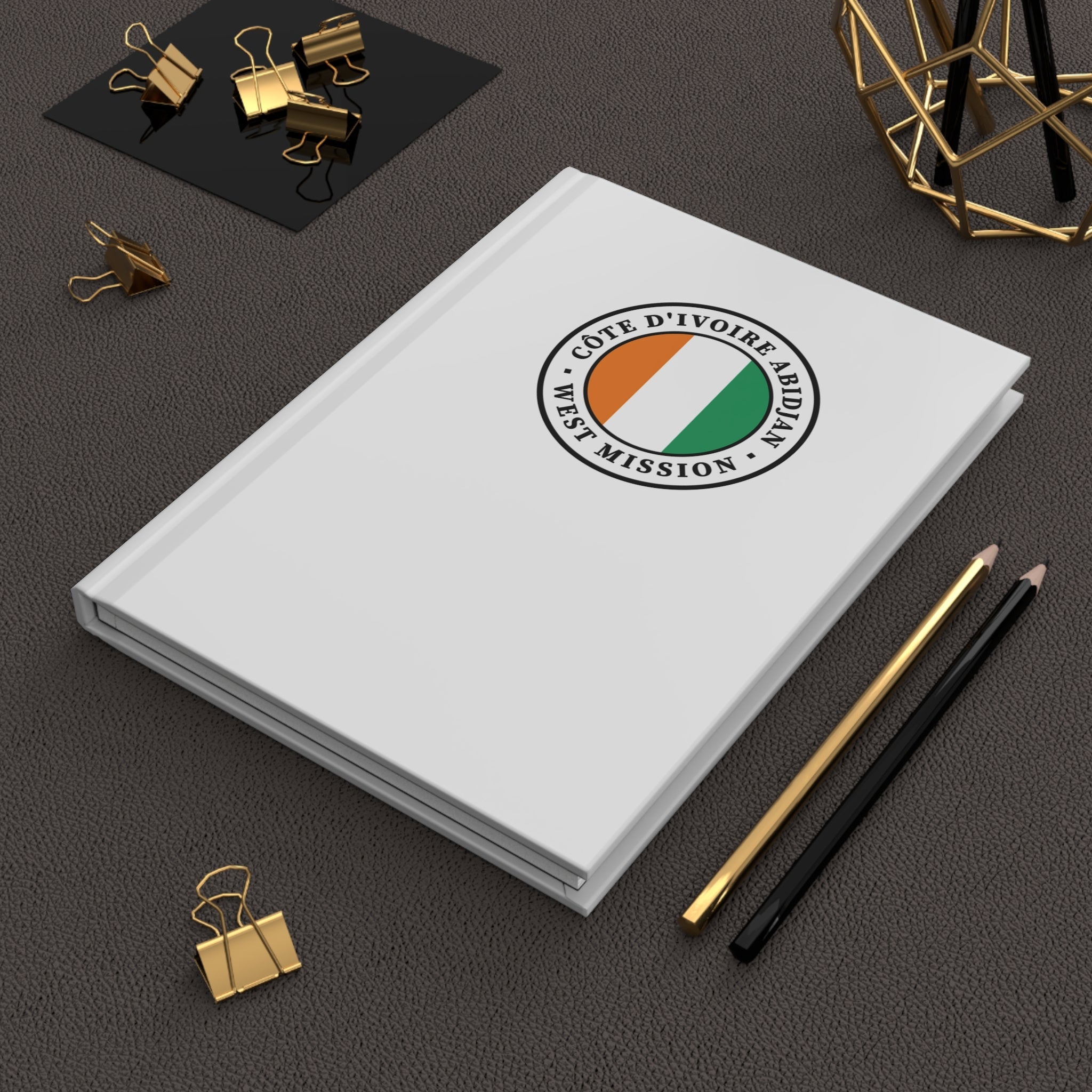 Cote d'Ivoire Abidjan West Mission Logo Design White Hardcover Journal Matte - Latter-Day Saint LDS Missionary Gift - Book of Mormon