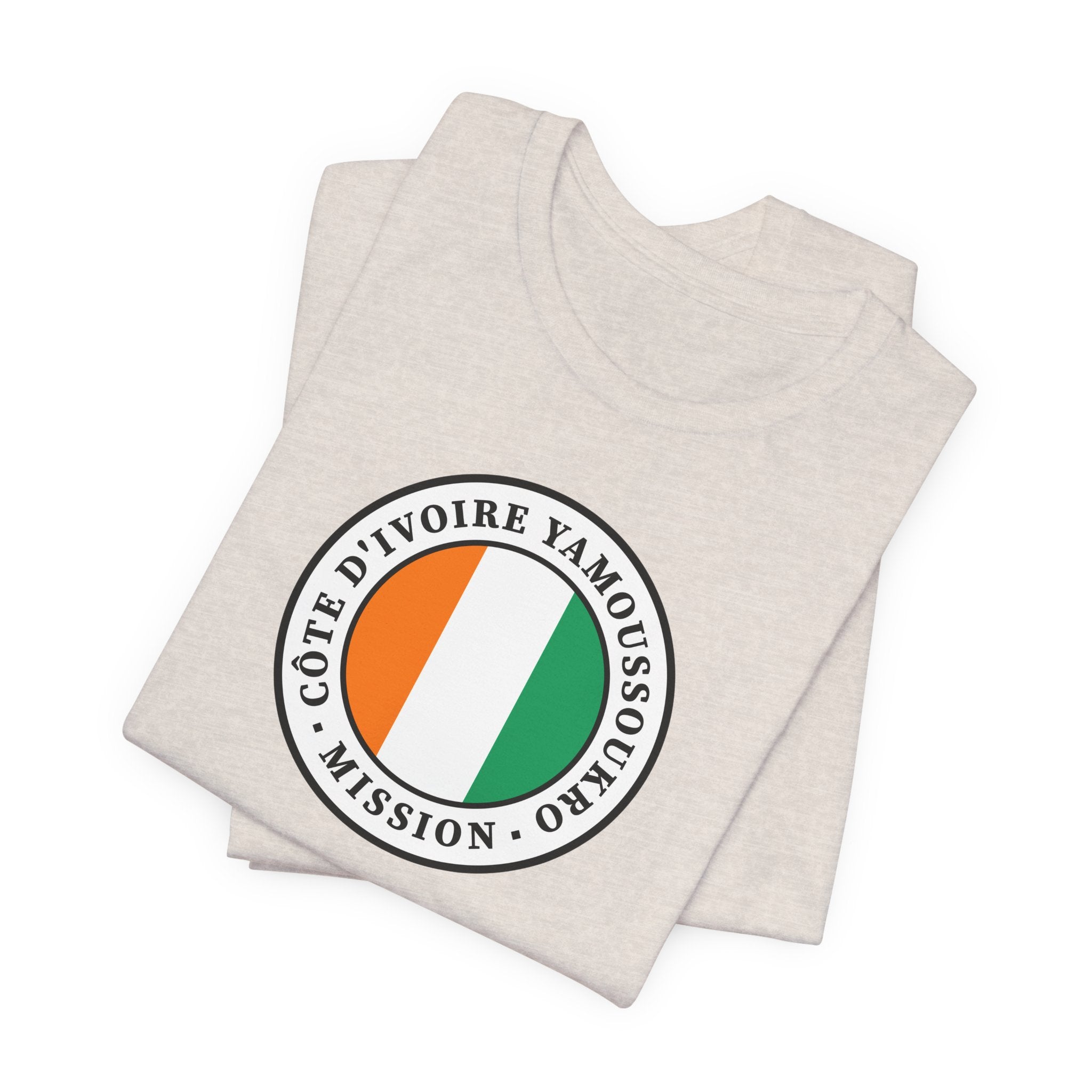 Cote d'Ivoire Yamoussoukro Mission Flag Logo (White Border) T-shirt - Latter-Day Saint LDS Missionary Gift - Book of Mormon