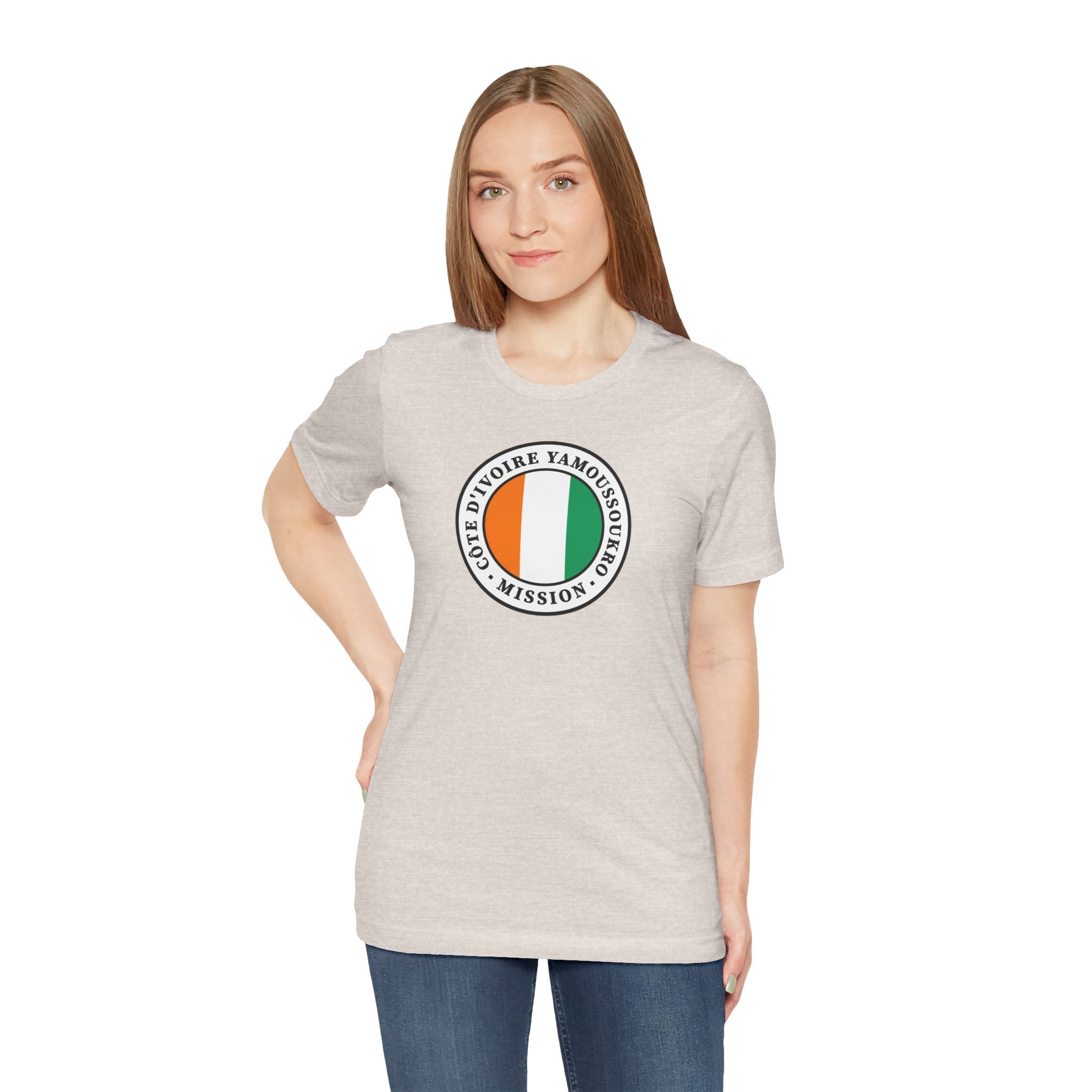 Cote d'Ivoire Yamoussoukro Mission Flag Logo (White Border) T-shirt - Latter-Day Saint LDS Missionary Gift - Book of Mormon