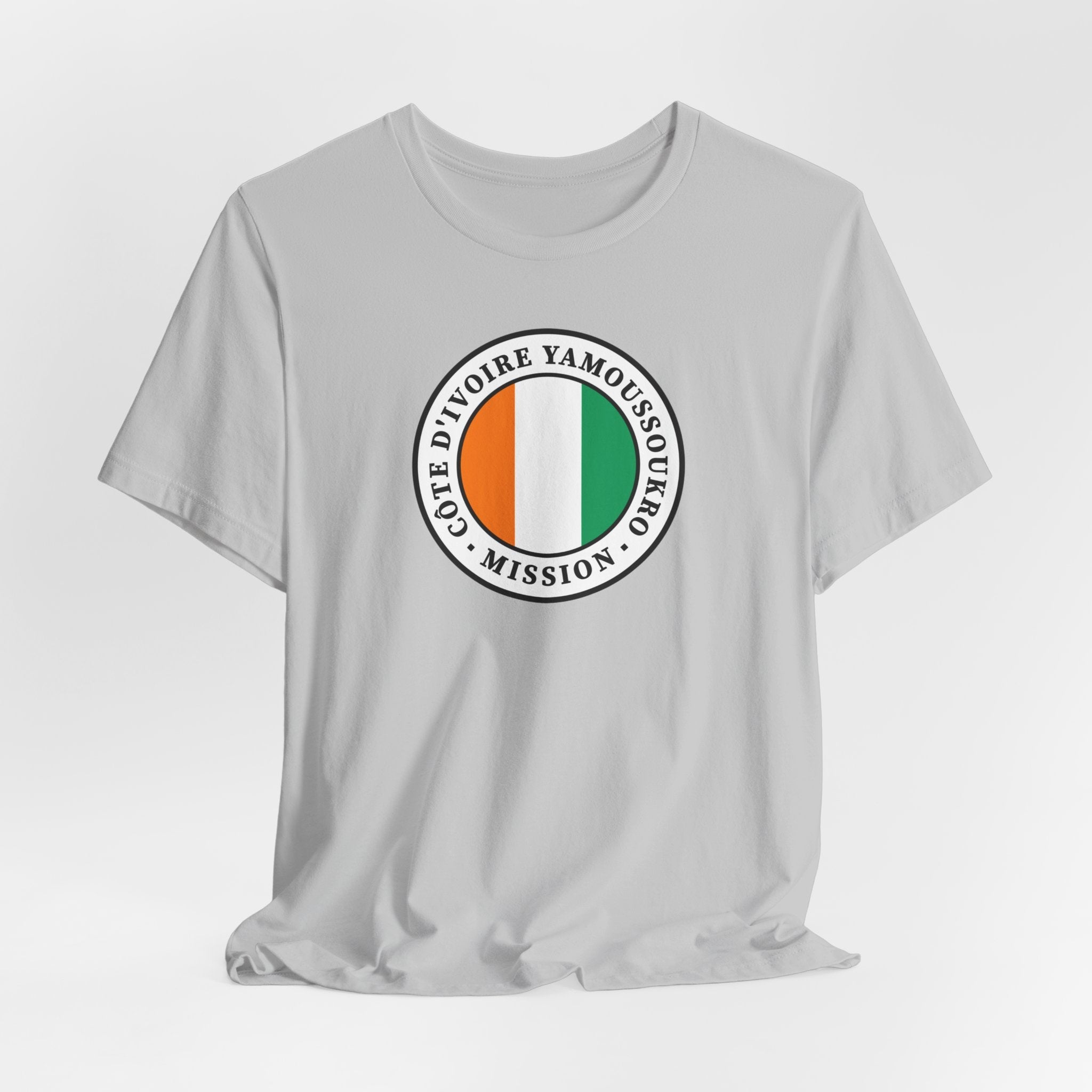 Cote d'Ivoire Yamoussoukro Mission Flag Logo (White Border) T-shirt - Latter-Day Saint LDS Missionary Gift - Book of Mormon