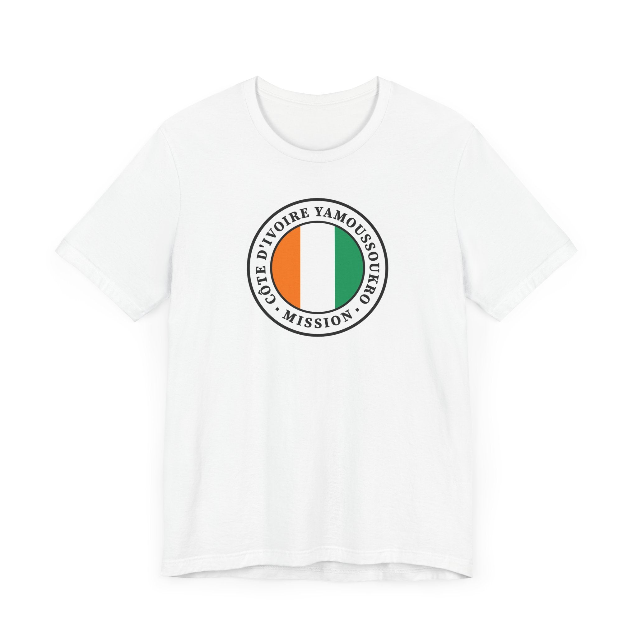 Cote d'Ivoire Yamoussoukro Mission Flag Logo (White Border) T-shirt - Latter-Day Saint LDS Missionary Gift - Book of Mormon