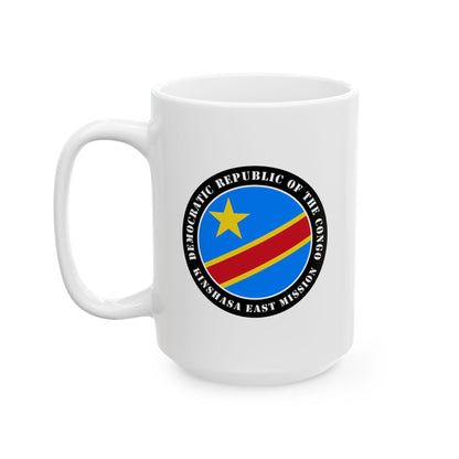 Democratic Republic of the Congo Kinshasa East Mission Circular Flag White Ceramic Mug - Latter-Day Saint LDS Missionary Gift - Book of Mormon