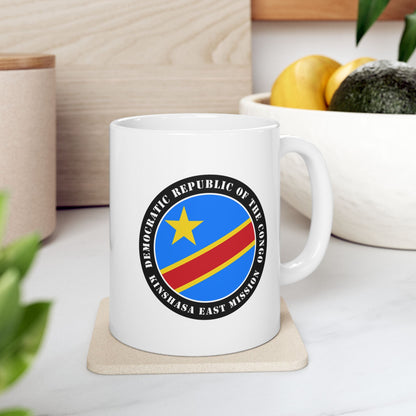 Democratic Republic of the Congo Kinshasa East Mission Circular Flag White Ceramic Mug - Latter-Day Saint LDS Missionary Gift - Book of Mormon