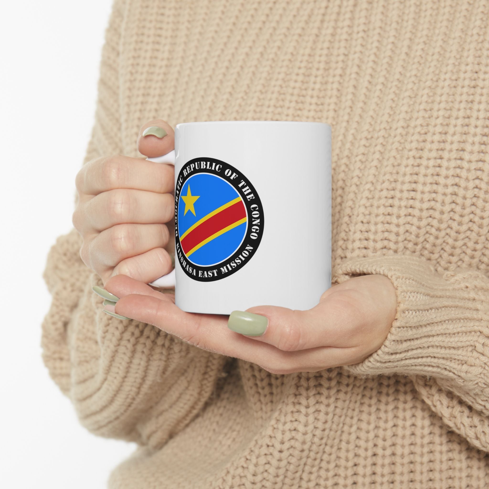 Democratic Republic of the Congo Kinshasa East Mission Circular Flag White Ceramic Mug - Latter-Day Saint LDS Missionary Gift - Book of Mormon