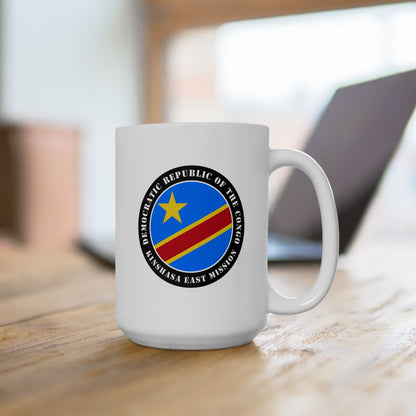 Democratic Republic of the Congo Kinshasa East Mission Circular Flag White Ceramic Mug - Latter-Day Saint LDS Missionary Gift - Book of Mormon