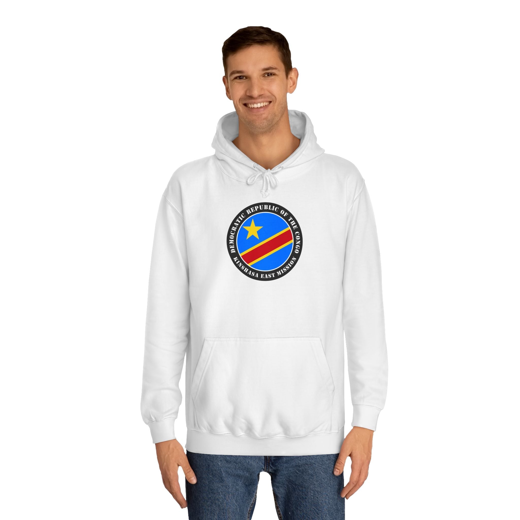 Democratic Republic of the Congo Kinshasa East Mission Flag Logo (Black Border) College Hoodie