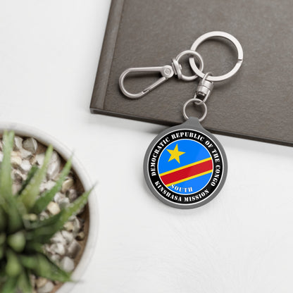 Democratic Republic of the Congo Kinshasa South Mission Circle Flag Key Tag - Latter-Day Saint LDS Missionary Gift - Book of Mormon