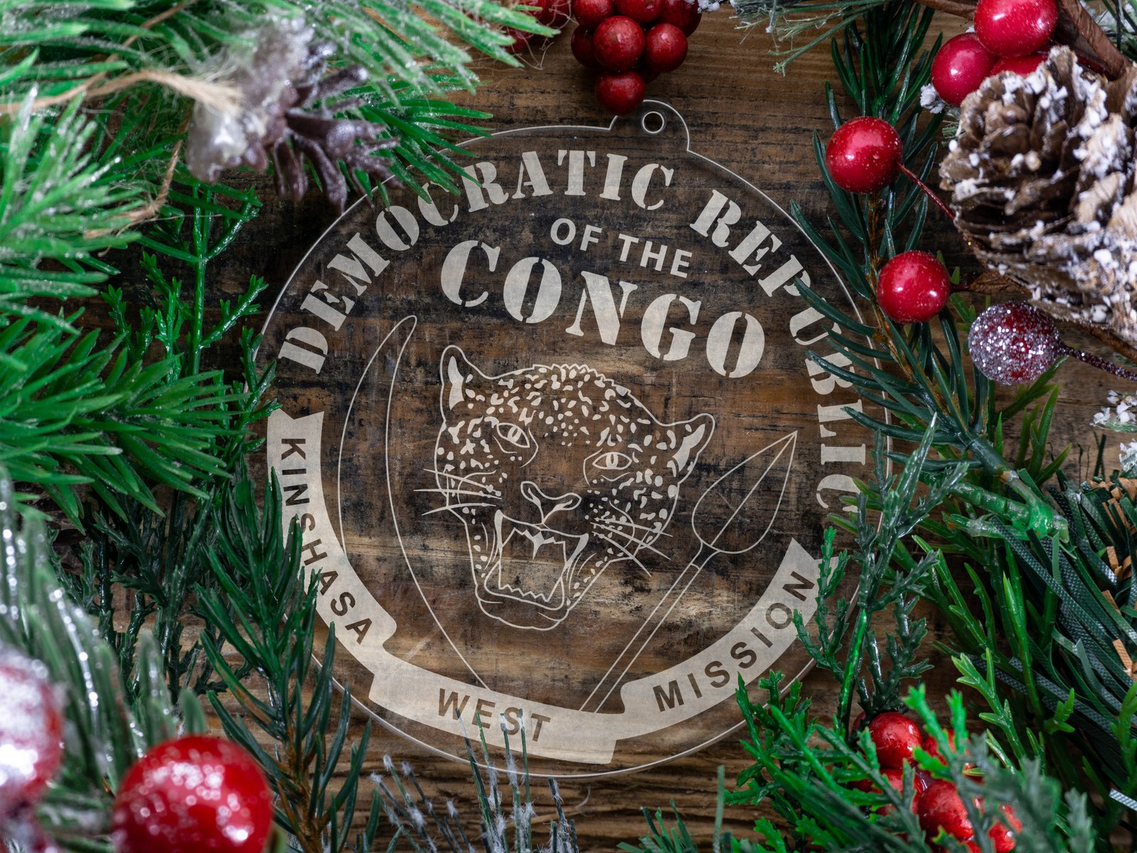 LDS Democratic Republic of the Congo Kinshasa West Mission Christmas Ornament with Christmas Decorations