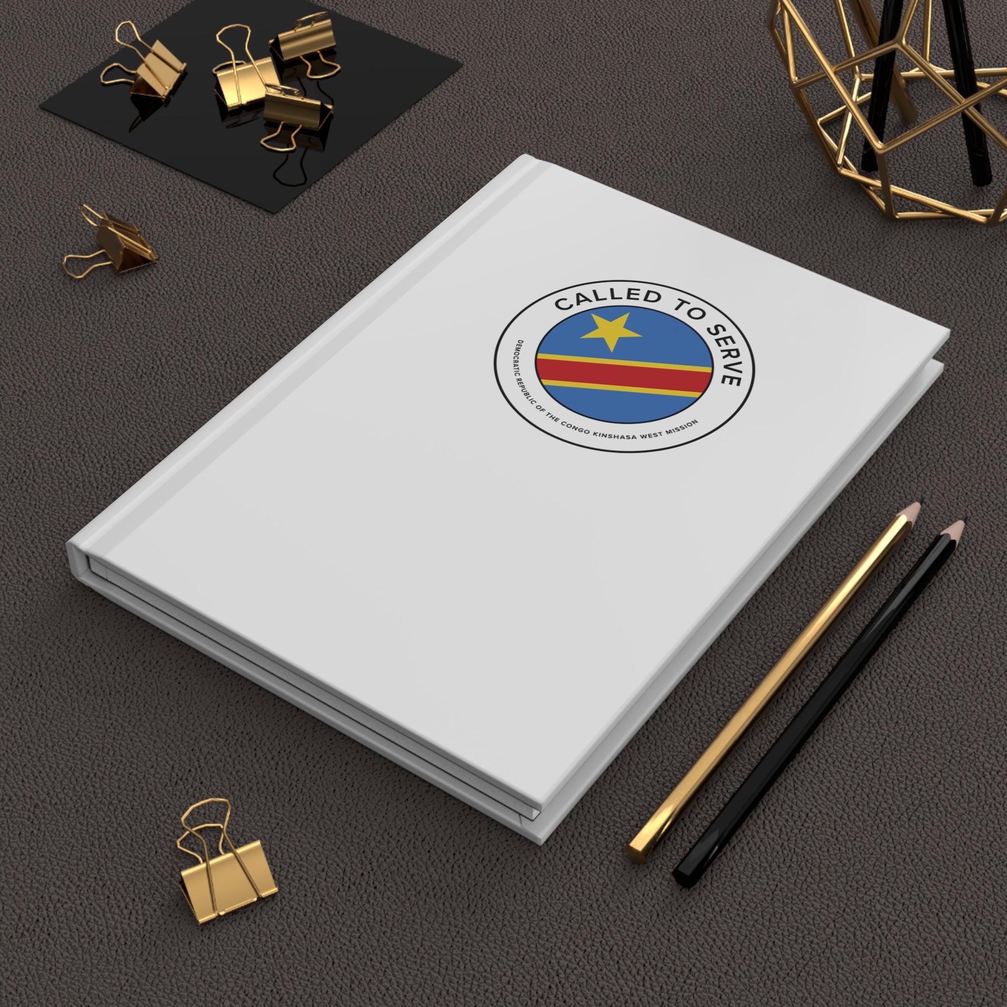 Democratic Republic of the Congo Kinshasa West Mission Circle Flag Called to Serve White Hardcover Journal Matte - Latter-Day Saint LDS Missionary Gift - Book of Mormon