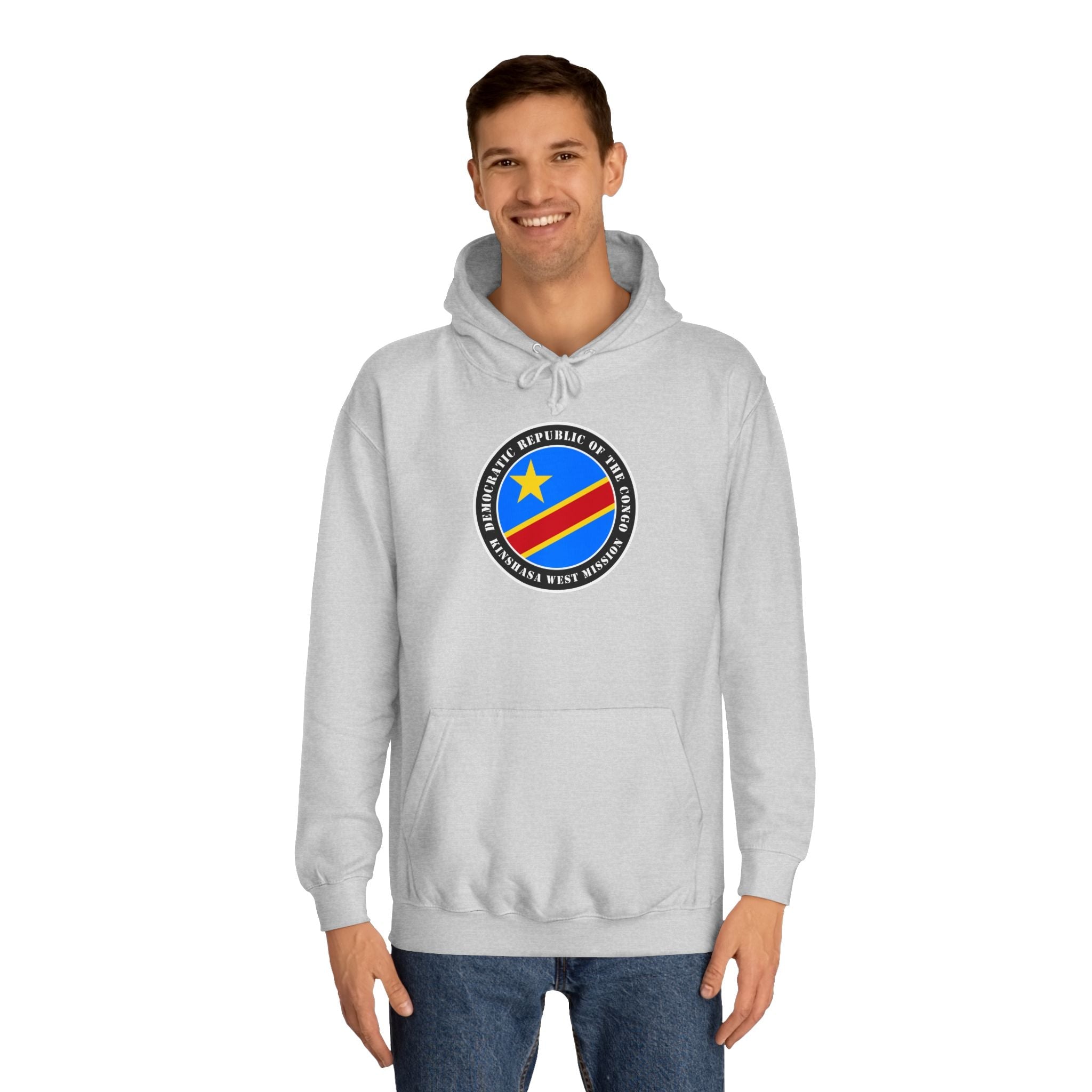 Democratic Republic of the Congo Kinshasa West Mission Flag Logo (Black Border) College Hoodie