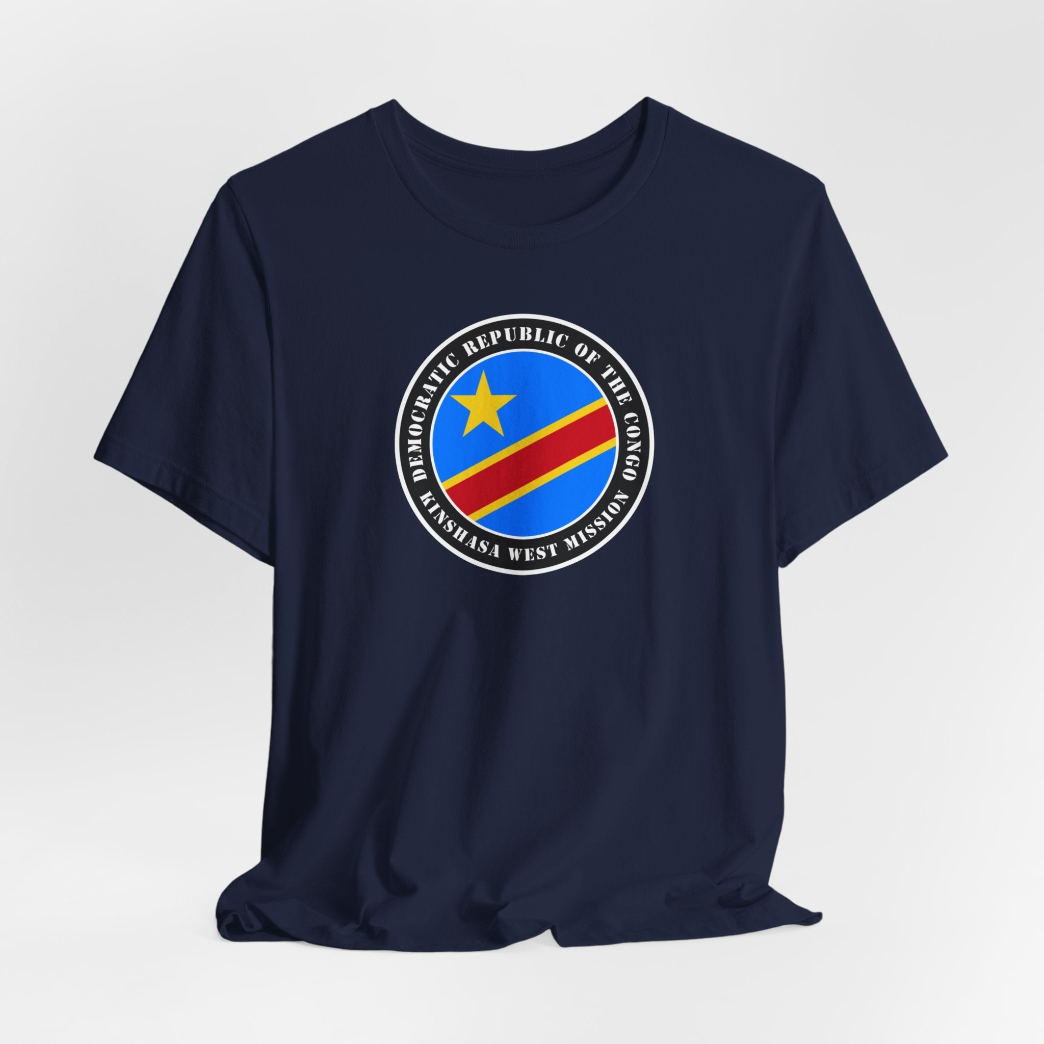 Democratic Republic of the Congo Kinshasa West Mission Flag Logo (Black Border) T-shirt - Latter-Day Saint LDS Missionary Gift - Book of Mormon