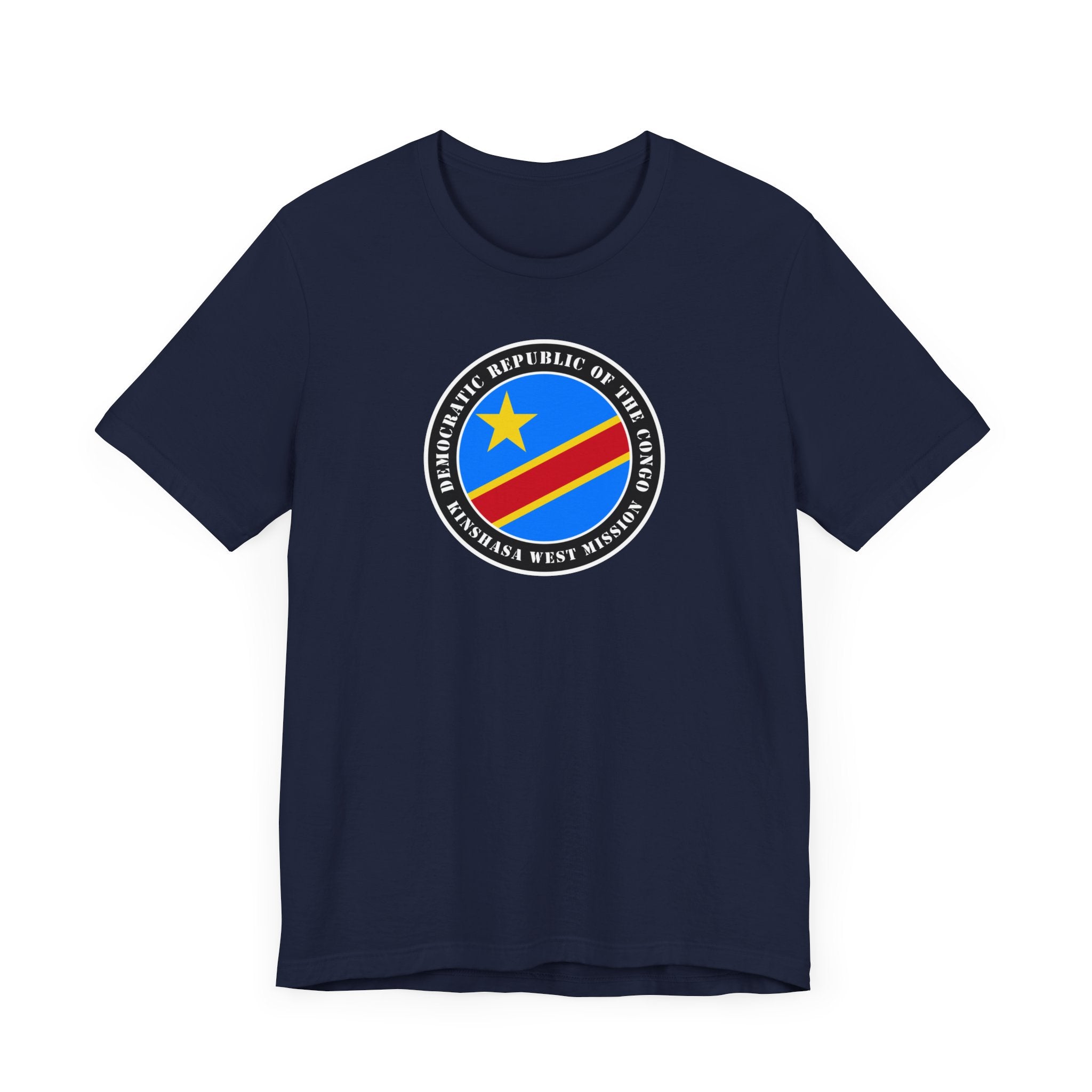 Democratic Republic of the Congo Kinshasa West Mission Flag Logo (Black Border) T-shirt - Latter-Day Saint LDS Missionary Gift - Book of Mormon