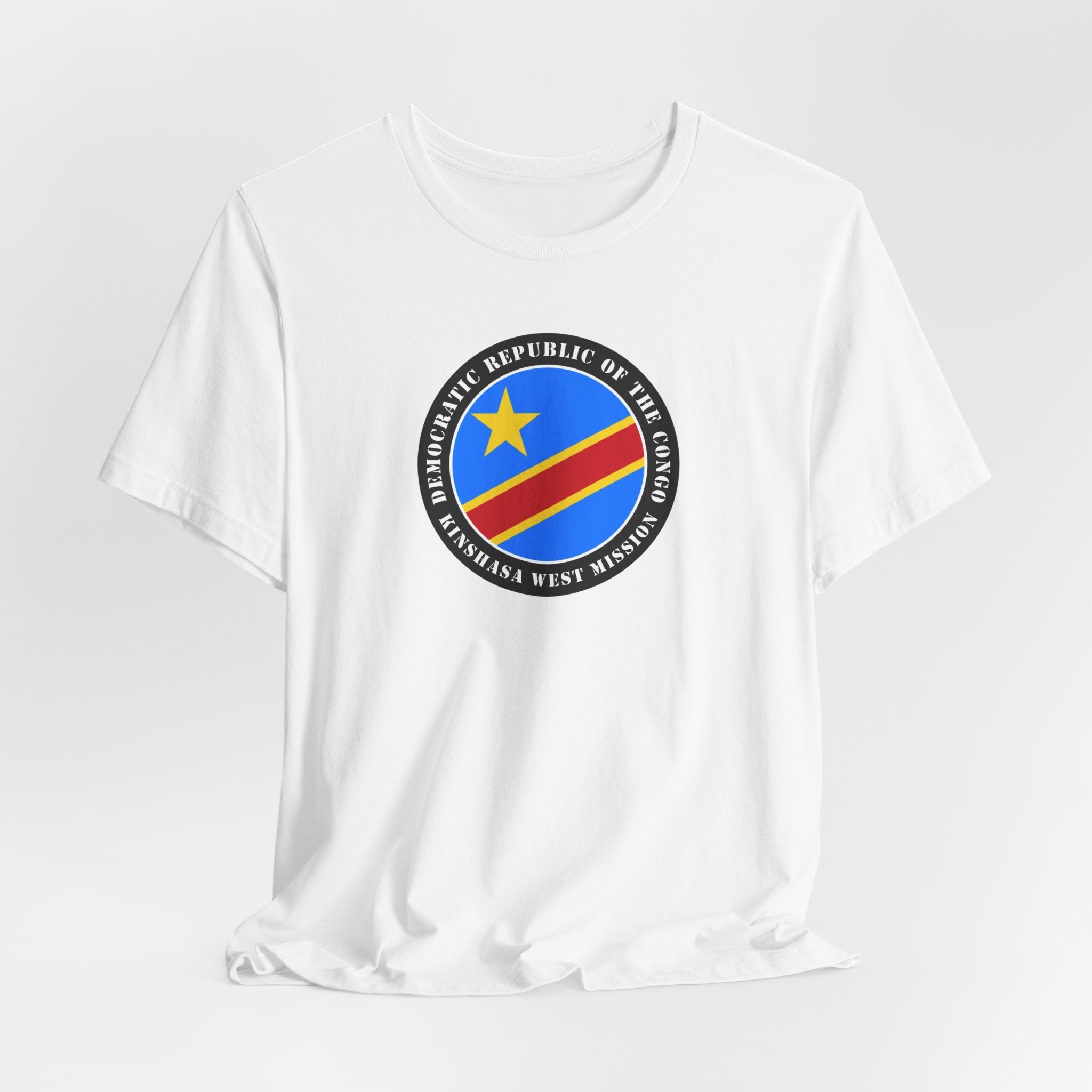 Democratic Republic of the Congo Kinshasa West Mission Flag Logo (Black Border) T-shirt - Latter-Day Saint LDS Missionary Gift - Book of Mormon