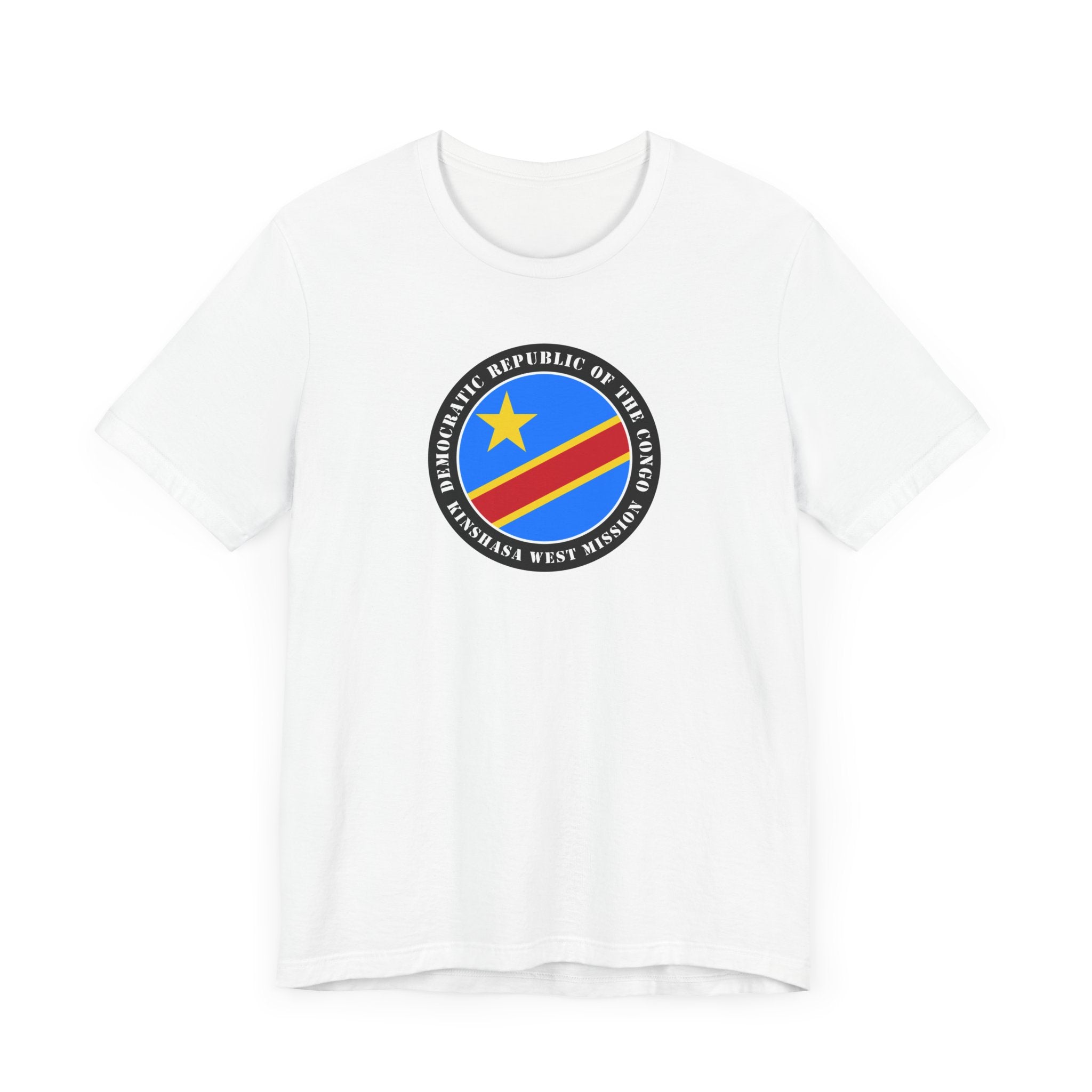 Democratic Republic of the Congo Kinshasa West Mission Flag Logo (Black Border) T-shirt - Latter-Day Saint LDS Missionary Gift - Book of Mormon