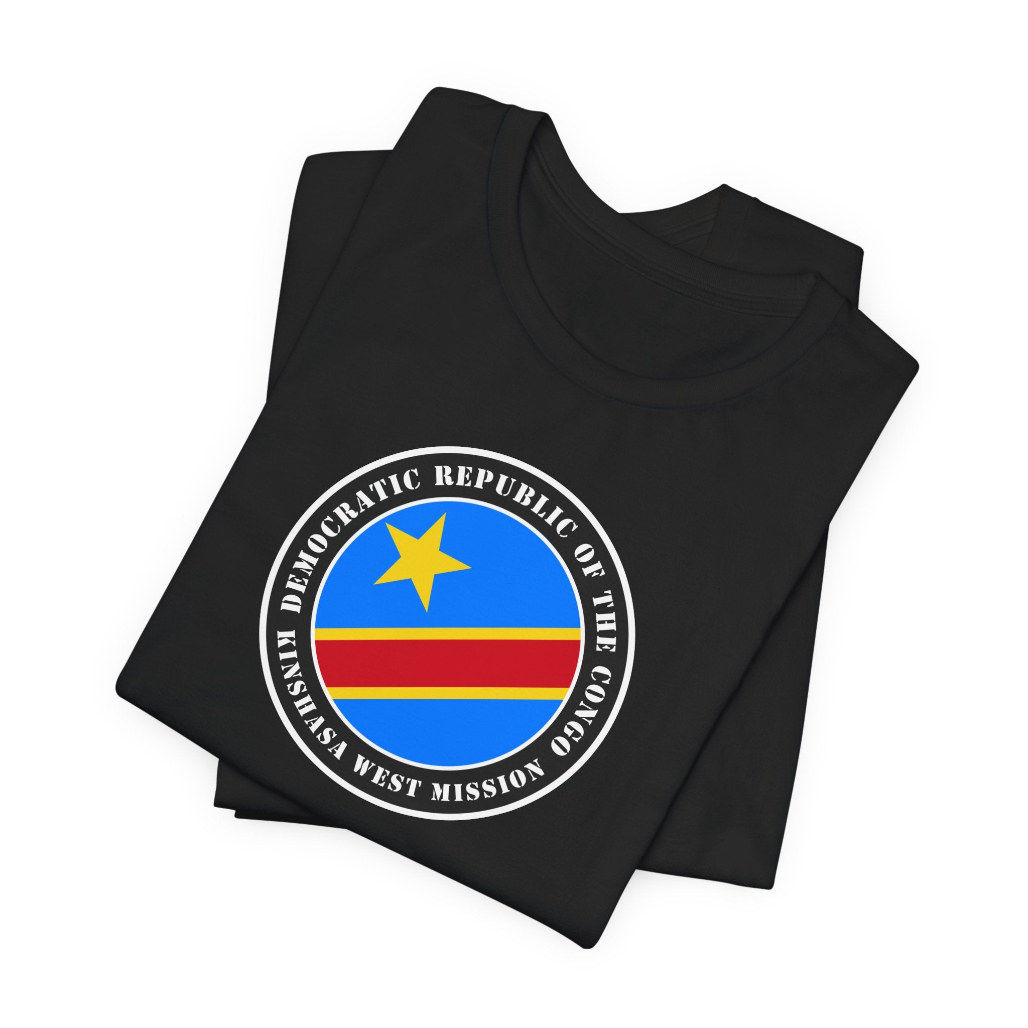 Democratic Republic of the Congo Kinshasa West Mission Flag Logo (Black Border) T-shirt - Latter-Day Saint LDS Missionary Gift - Book of Mormon