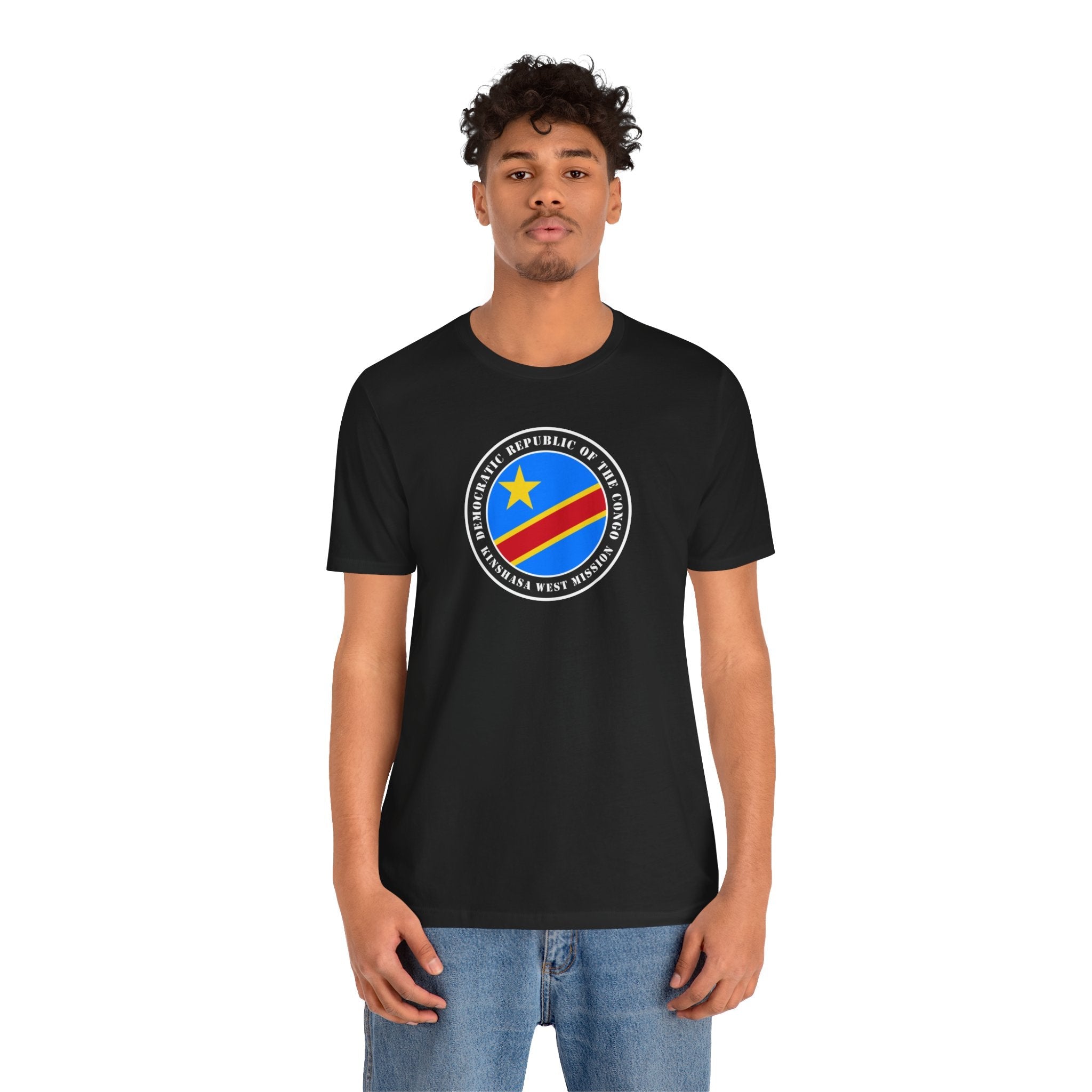 Democratic Republic of the Congo Kinshasa West Mission Flag Logo (Black Border) T-shirt - Latter-Day Saint LDS Missionary Gift - Book of Mormon