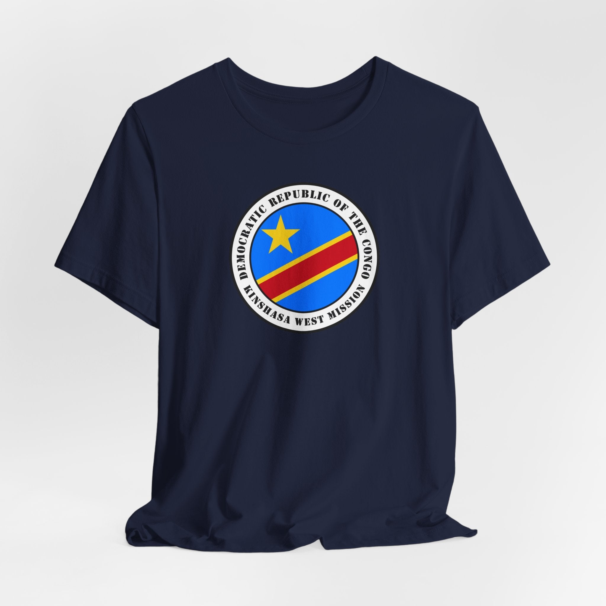 Democratic Republic of the Congo Kinshasa West Mission Flag Logo (White Border) T-shirt - Latter-Day Saint LDS Missionary Gift - Book of Mormon