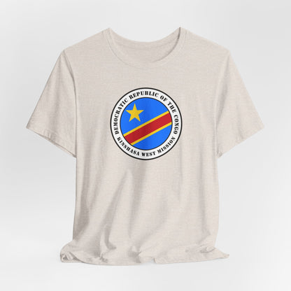 Democratic Republic of the Congo Kinshasa West Mission Flag Logo (White Border) T-shirt - Latter-Day Saint LDS Missionary Gift - Book of Mormon