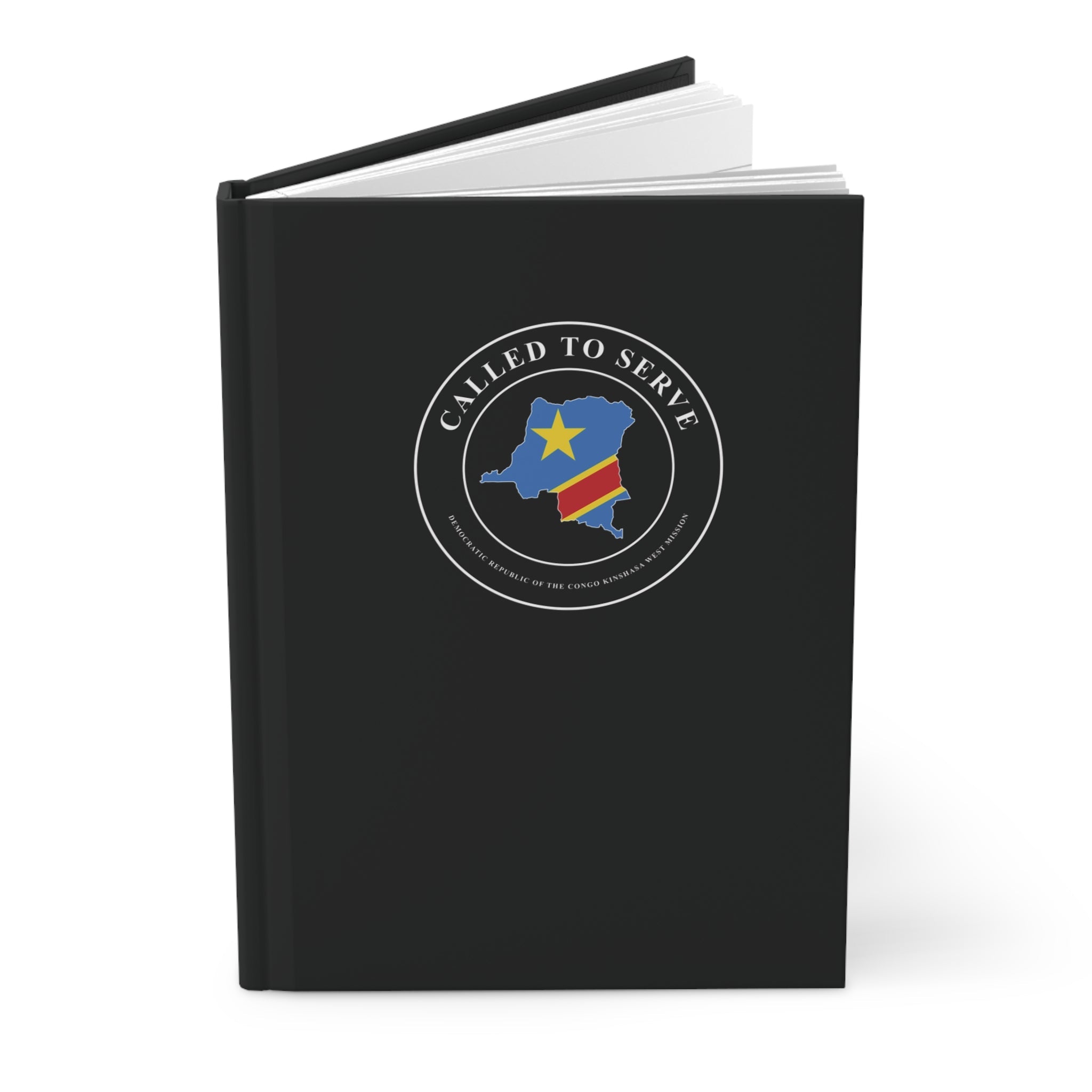 Democratic Republic of the Congo Kinshasa West Mission Flag Map Called to Serve Black Hardcover Journal Matte - Latter-Day Saint LDS Missionary Gift - Book of Mormon