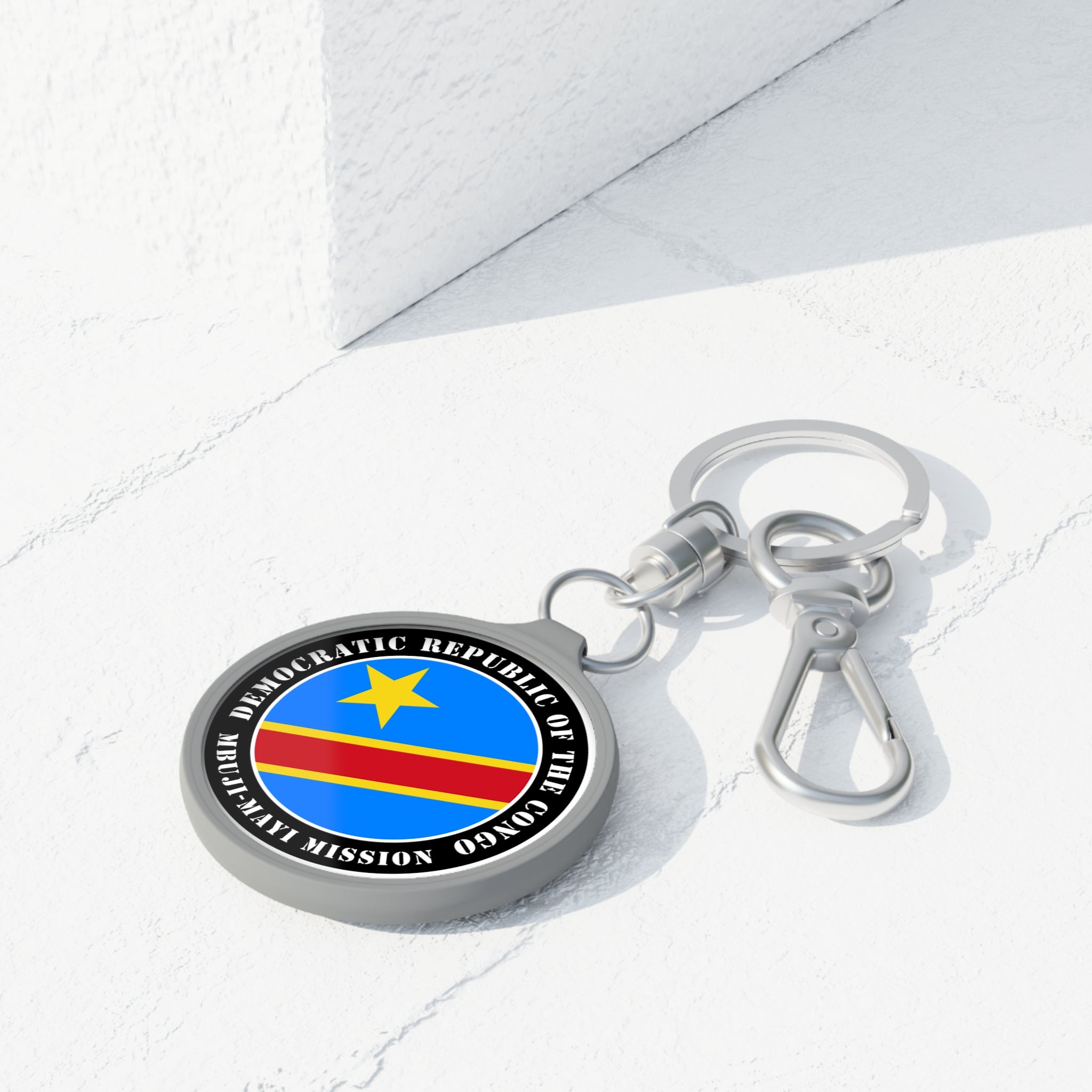 Democratic Republic of the Congo Mbuji-Mayi Mission Circle Flag Key Tag - Latter-Day Saint LDS Missionary Gift - Book of Mormon