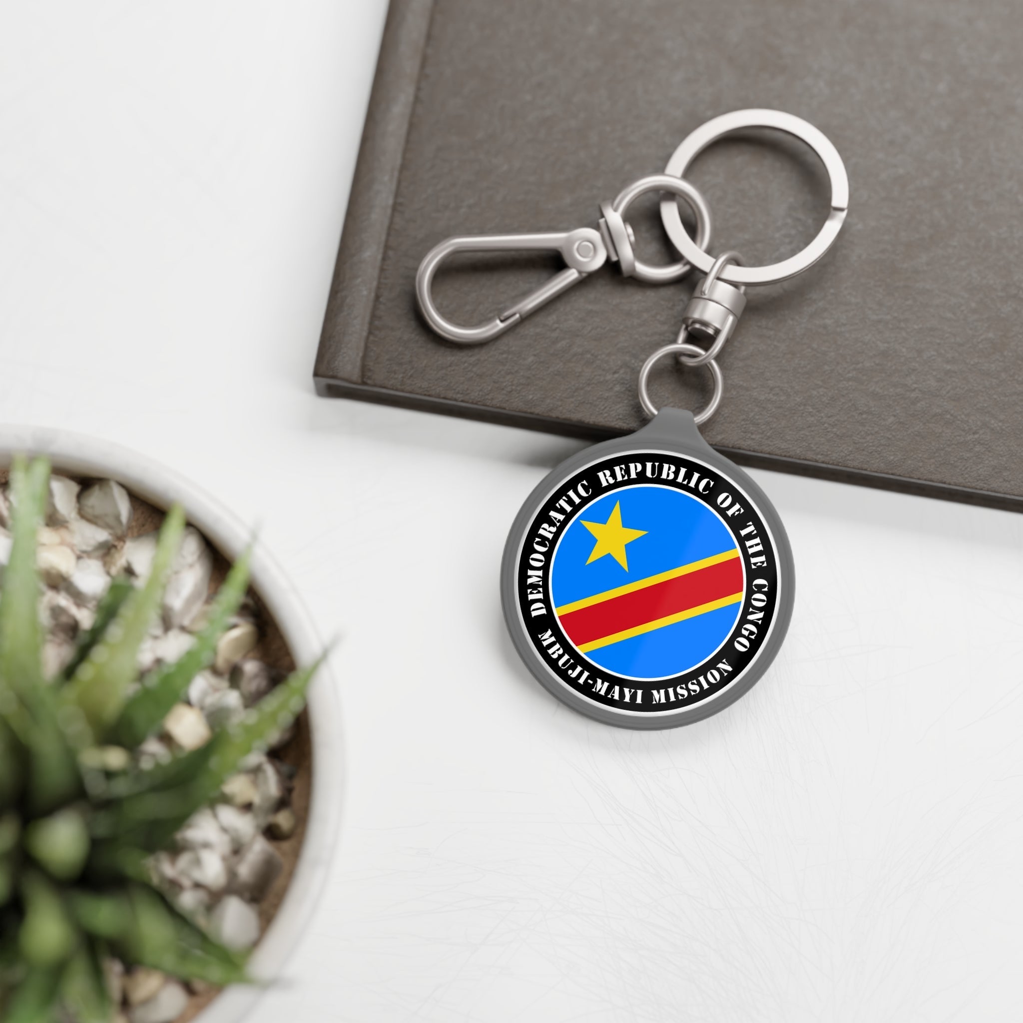 Democratic Republic of the Congo Mbuji-Mayi Mission Circle Flag Key Tag - Latter-Day Saint LDS Missionary Gift - Book of Mormon