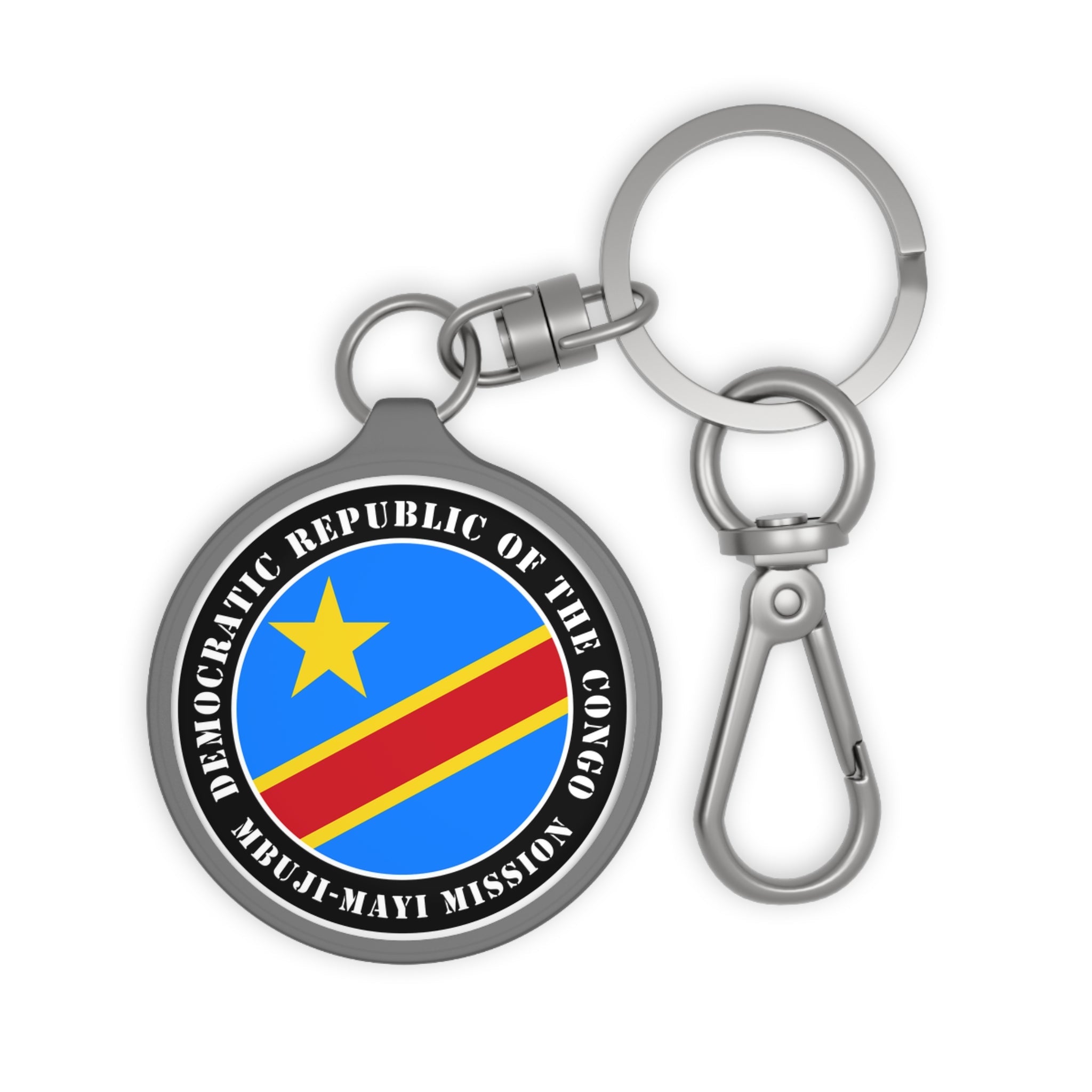 Democratic Republic of the Congo Mbuji-Mayi Mission Circle Flag Key Tag - Latter-Day Saint LDS Missionary Gift - Book of Mormon