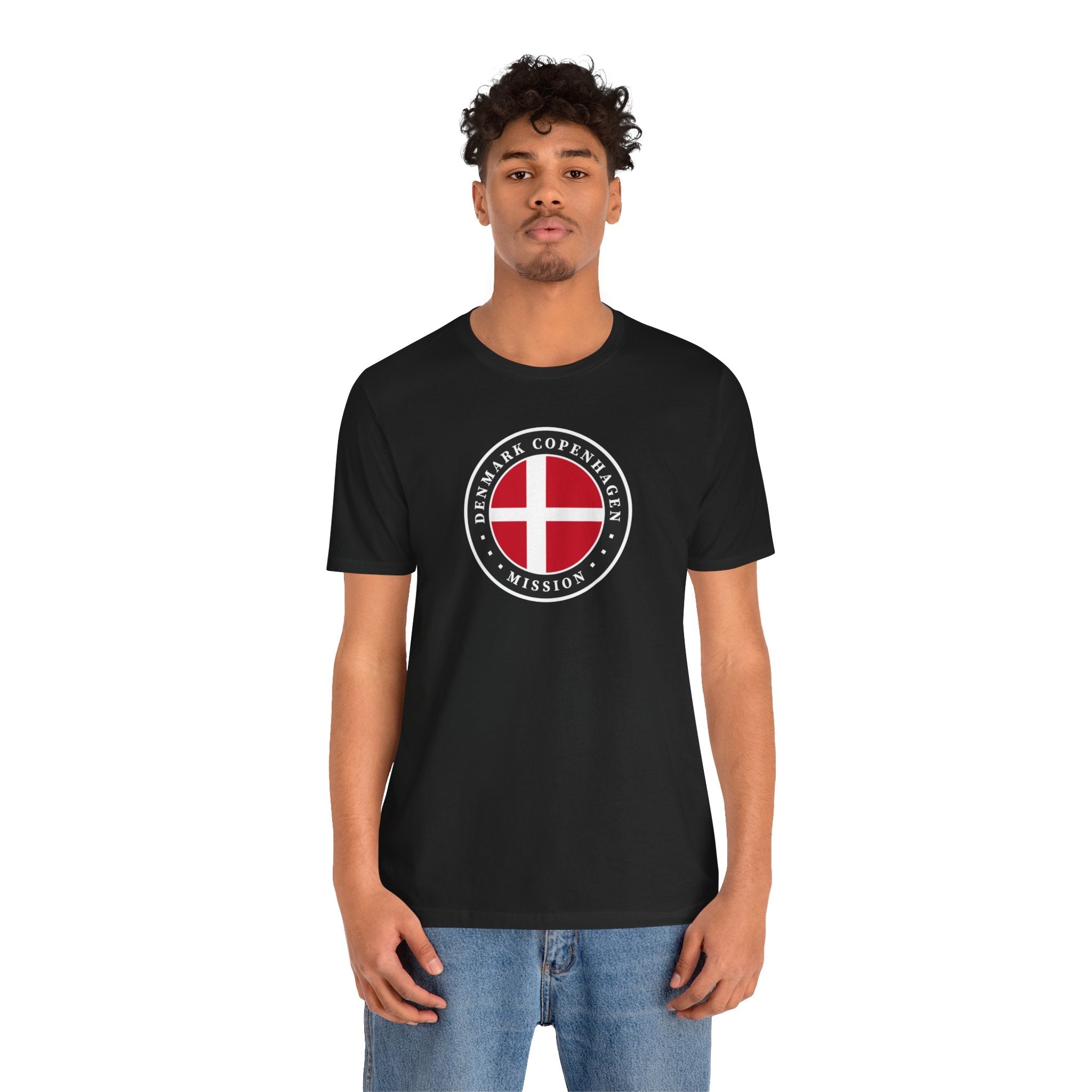 Denmark Copenhagen Mission Flag Logo (Black Border) T-shirt - Latter-Day Saint LDS Missionary Gift - Book of Mormon