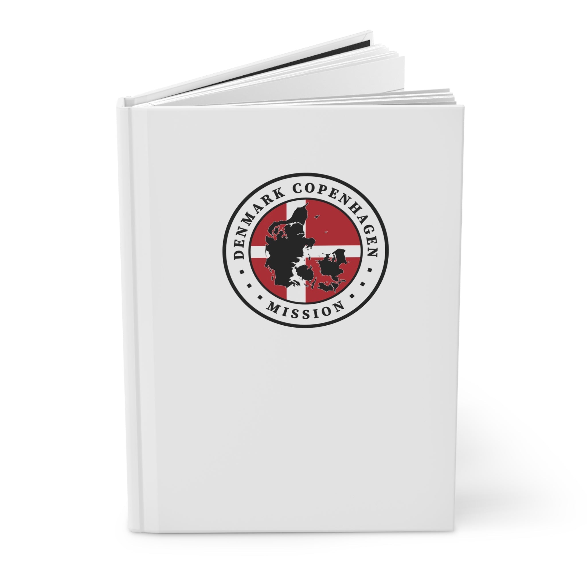 Denmark Copenhagen Mission Logo Design White Hardcover Journal Matte - Latter-Day Saint LDS Missionary Gift - Book of Mormon