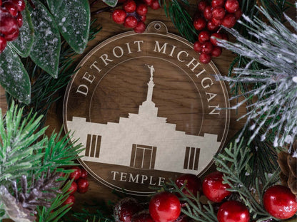 Detroit Michigan Temple Christmas Ornament - Latter-Day Saint LDS Missionary Gift - Book of Mormon