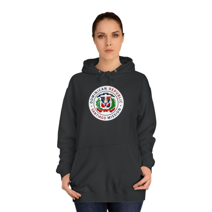 Dominican Republic Santiago Mission Flag Logo (White Border) College Hoodie