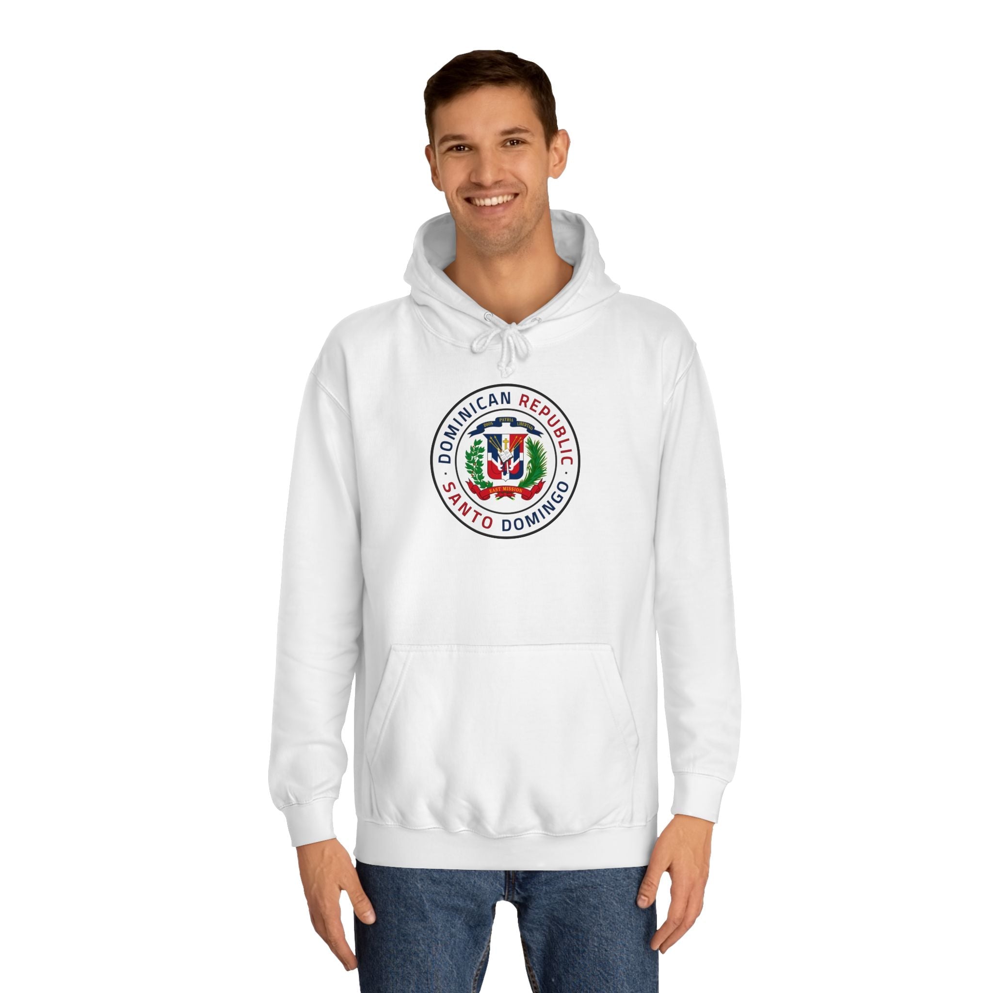 Dominican Republic Santo Domingo East Mission Flag Logo (White Border) College Hoodie