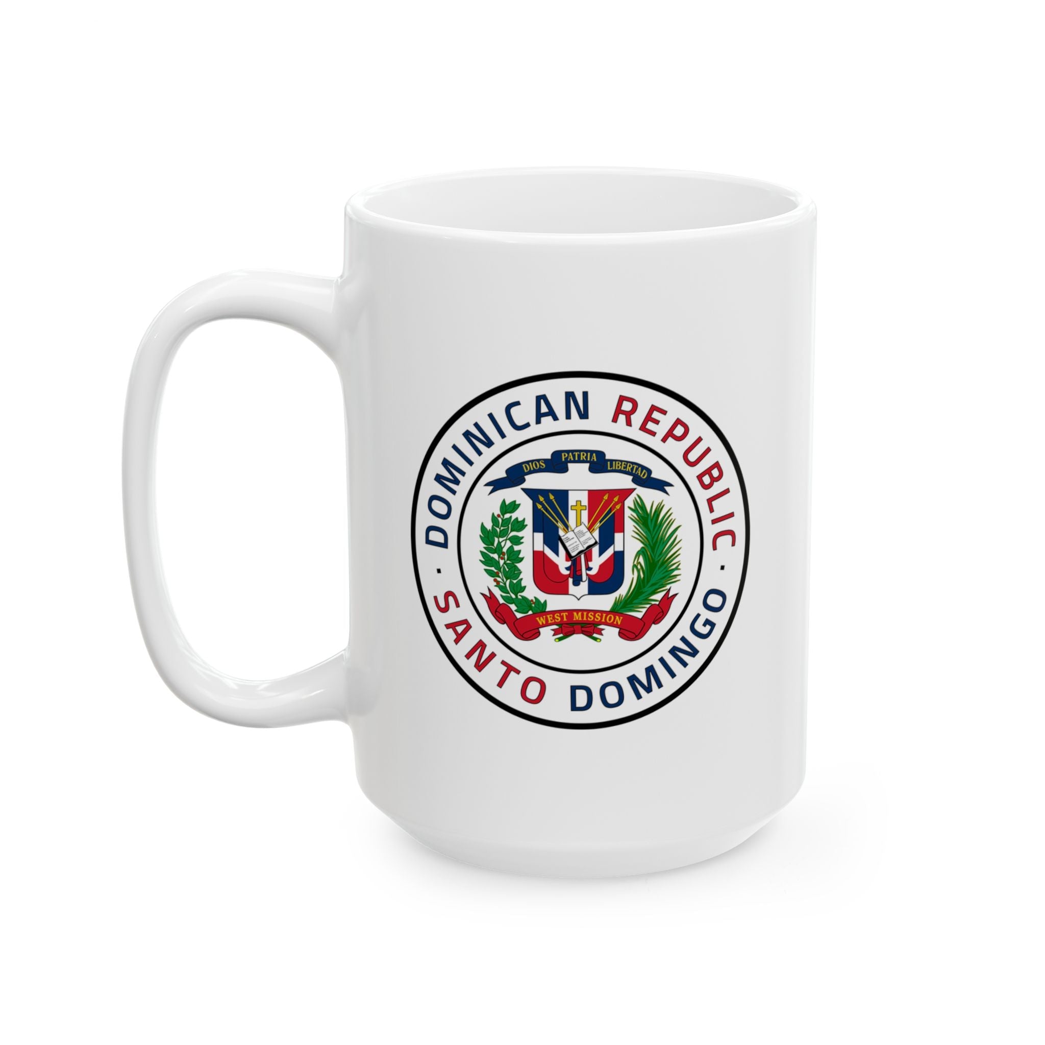 Dominican Republic Santo Domingo West Mission Circular Flag White Ceramic Mug - Latter-Day Saint LDS Missionary Gift - Book of Mormon