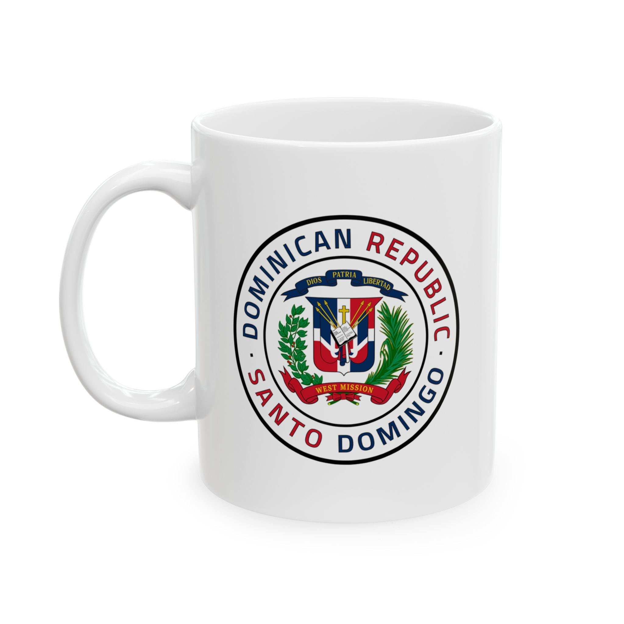 Dominican Republic Santo Domingo West Mission Circular Flag White Ceramic Mug - Latter-Day Saint LDS Missionary Gift - Book of Mormon