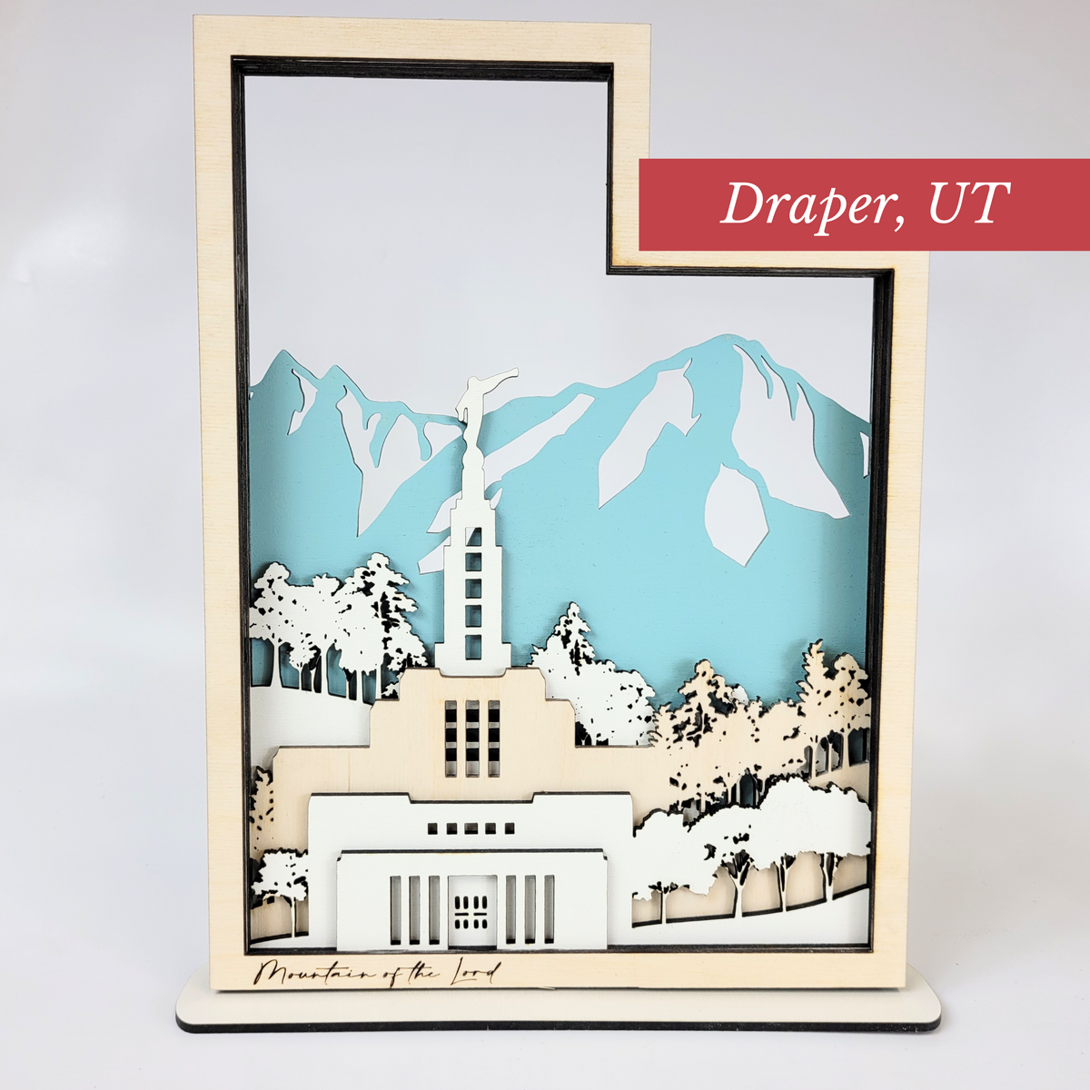 Draper Utah Temple LDS Customized Temple State Sign, Laser cut and fully assembled
