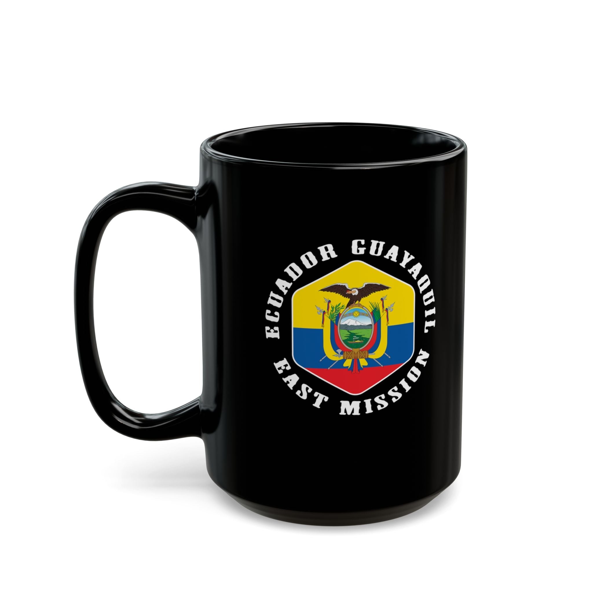 Ecuador Guayaquil East Mission Circular Flag Black Ceramic Mug - Latter-Day Saint LDS Missionary Gift - Book of Mormon