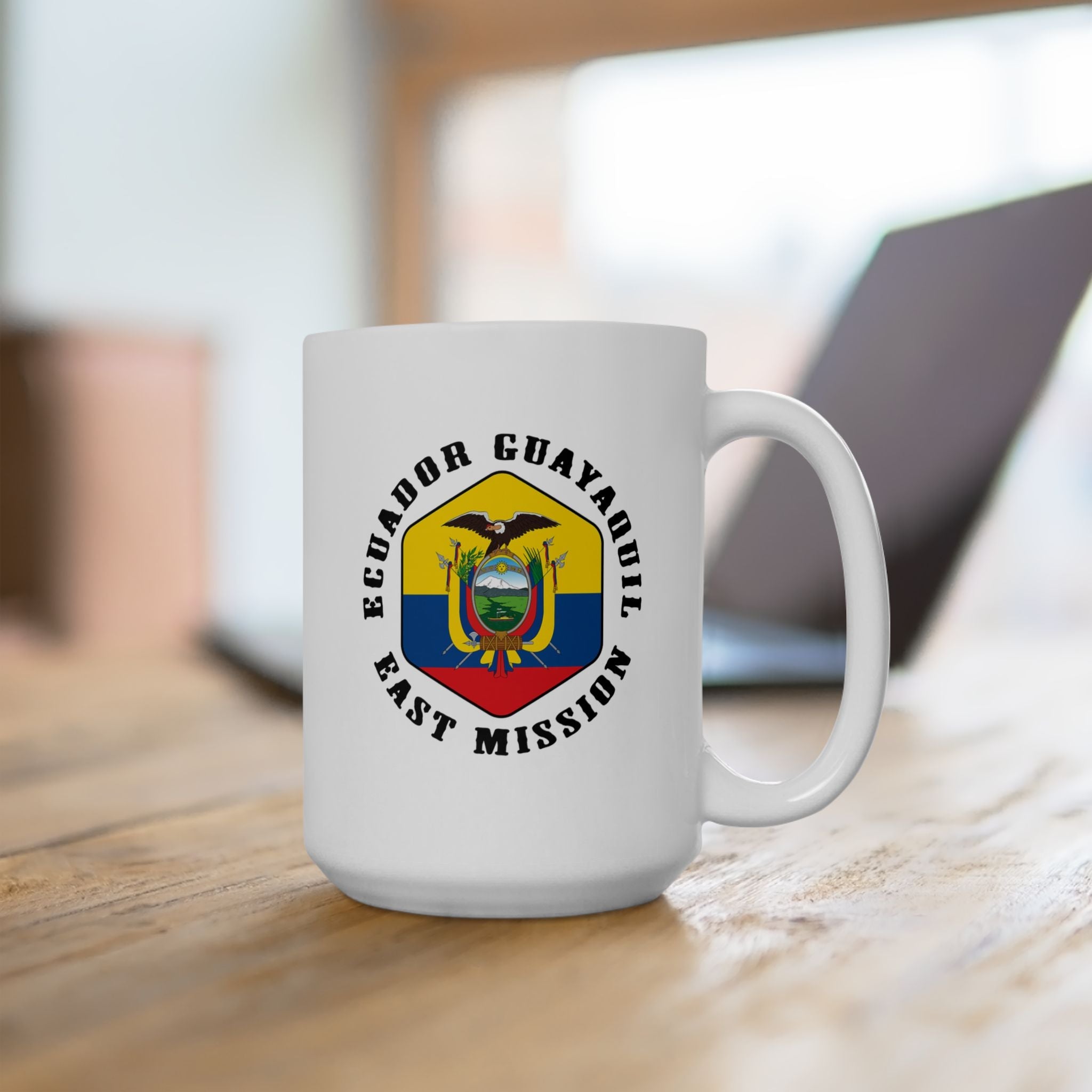 Ecuador Guayaquil East Mission Circular Flag White Ceramic Mug - Latter-Day Saint LDS Missionary Gift - Book of Mormon