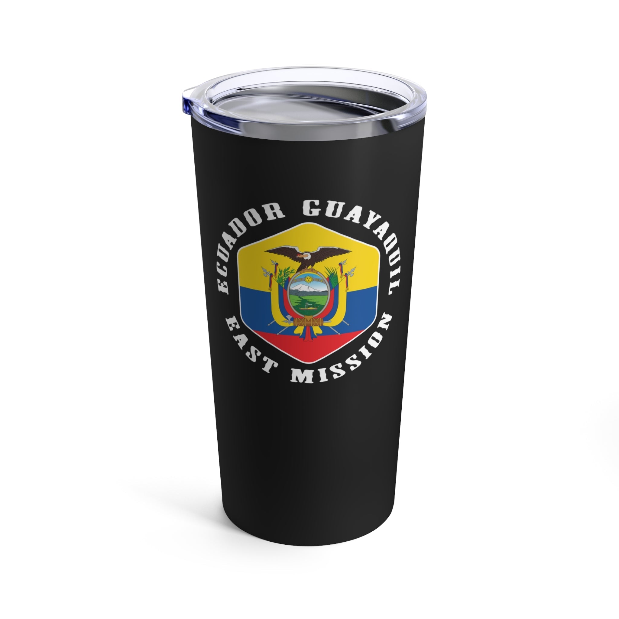 Ecuador Guayaquil East Mission Flag Logo Tumbler 20oz Black - Latter-Day Saint LDS Missionary Gift - Book of Mormon