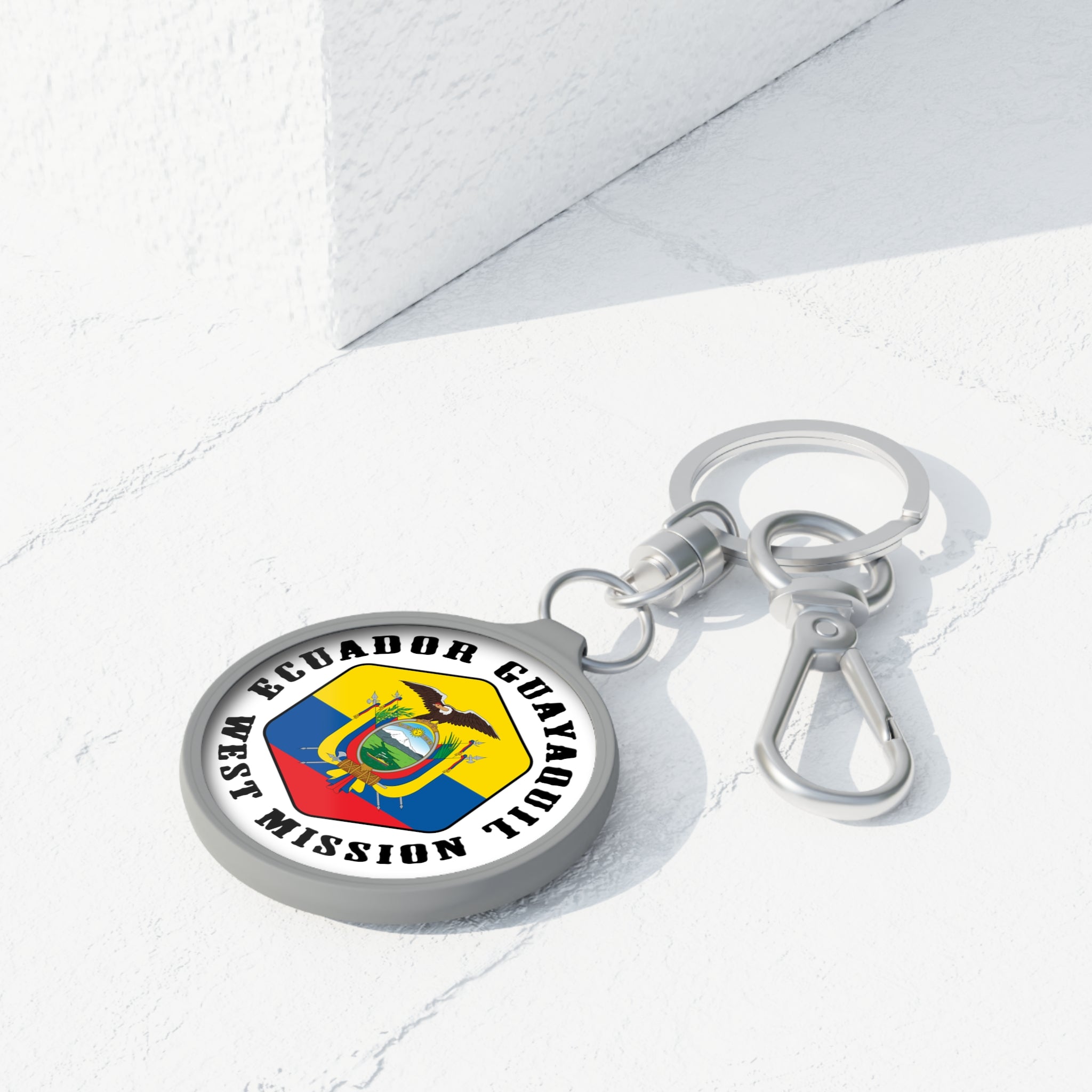 Ecuador Guayaquil West Mission Circle Flag Key Tag - Latter-Day Saint LDS Missionary Gift - Book of Mormon