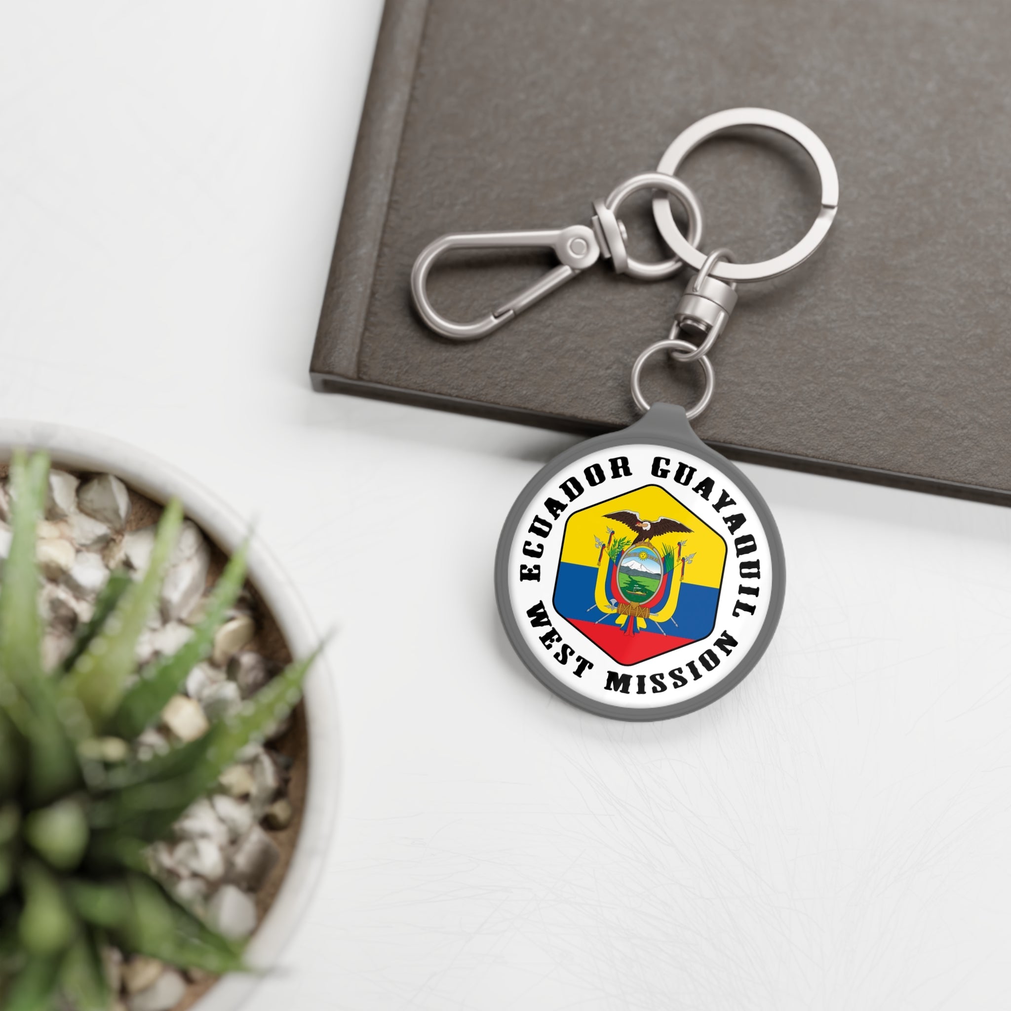 Ecuador Guayaquil West Mission Circle Flag Key Tag - Latter-Day Saint LDS Missionary Gift - Book of Mormon