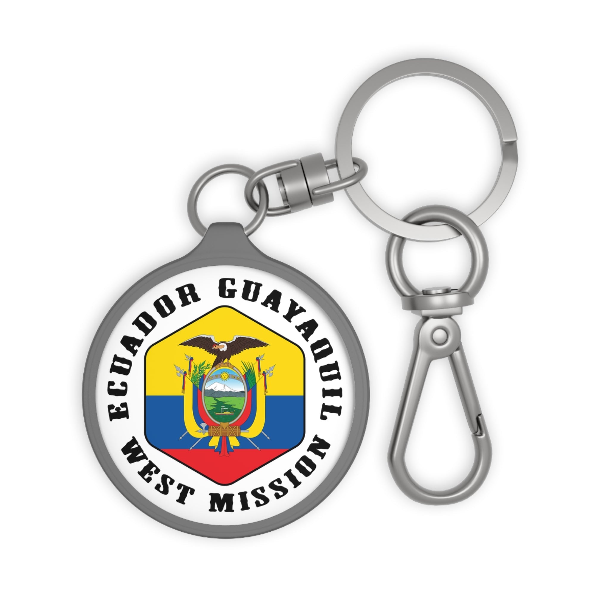 Ecuador Guayaquil West Mission Circle Flag Key Tag - Latter-Day Saint LDS Missionary Gift - Book of Mormon