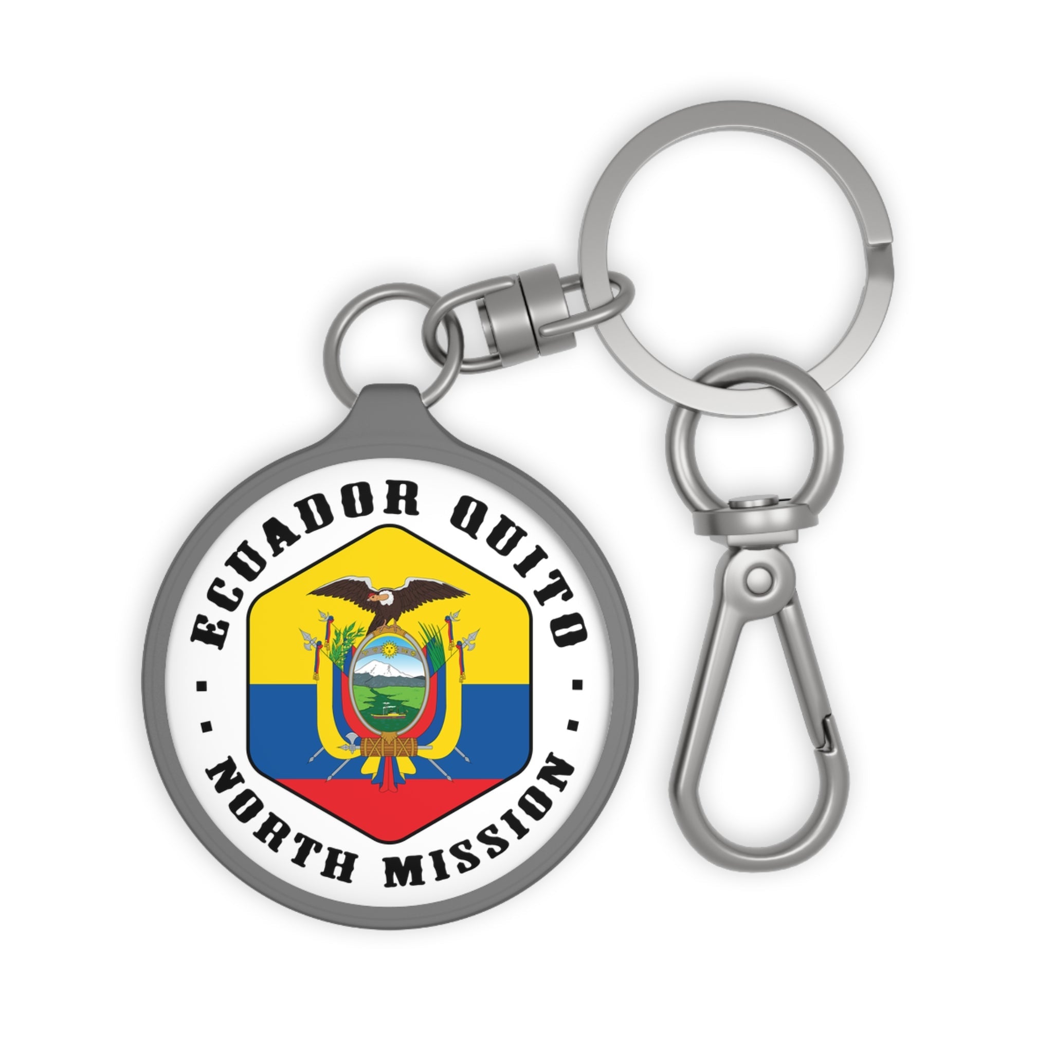 Ecuador Quito North Mission Circle Flag Key Tag - Latter-Day Saint LDS Missionary Gift - Book of Mormon