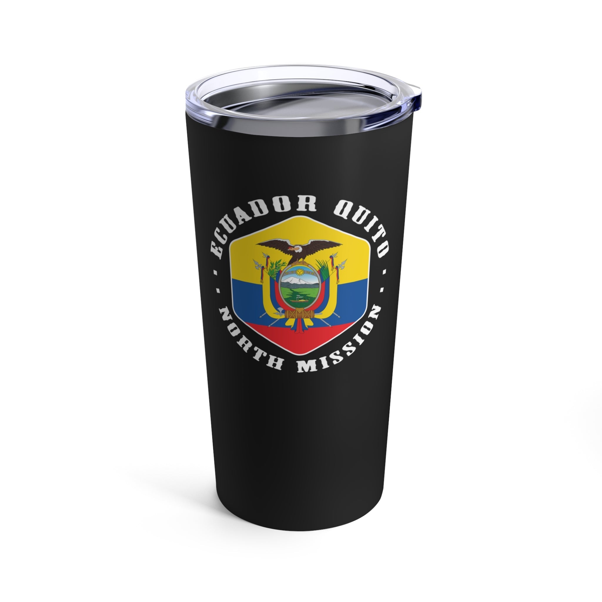 Ecuador Quito North Mission Flag Logo Tumbler 20oz Black - Latter-Day Saint LDS Missionary Gift - Book of Mormon