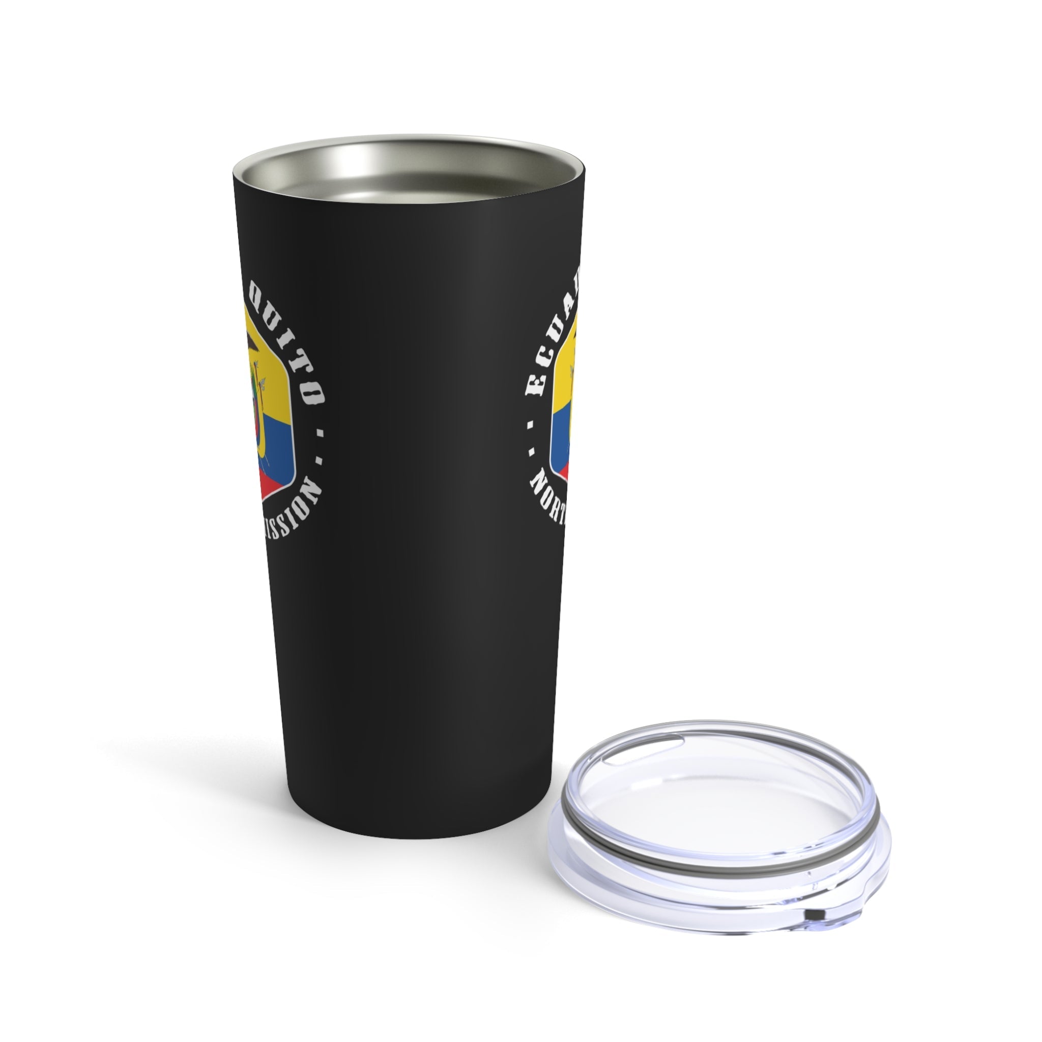 Ecuador Quito North Mission Flag Logo Tumbler 20oz Black - Latter-Day Saint LDS Missionary Gift - Book of Mormon