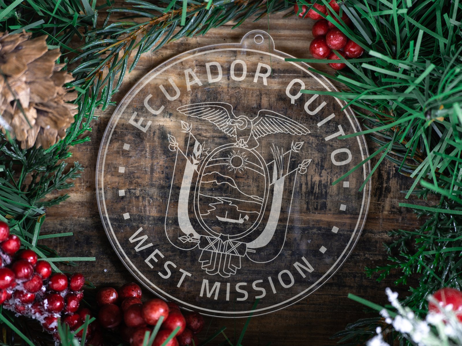LDS Ecuador Quito West Mission Christmas Ornament with Christmas Decorations