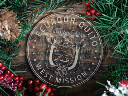 LDS Ecuador Quito West Mission Christmas Ornament with Christmas Decorations