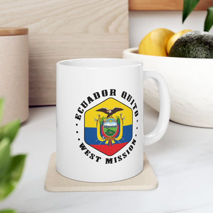 Ecuador Quito West Mission Circular Flag White Ceramic Mug - Latter-Day Saint LDS Missionary Gift - Book of Mormon