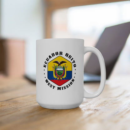 Ecuador Quito West Mission Circular Flag White Ceramic Mug - Latter-Day Saint LDS Missionary Gift - Book of Mormon